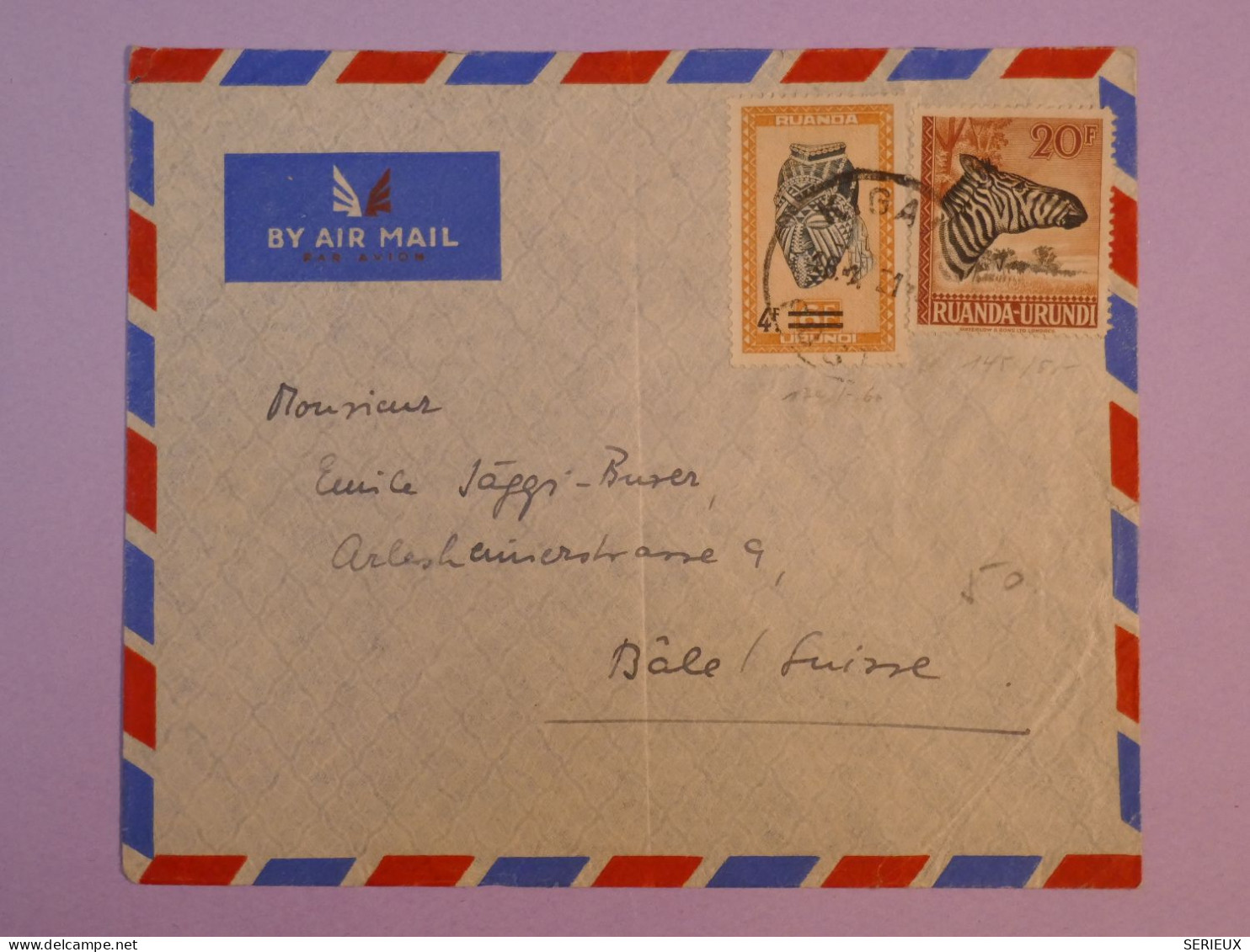 AG48 CONGO BELGE BELLE LETTRE ENV. 1947 ASSEZ  RARE DESTINATION  A BASEL SUISSE   +AFF. INTERESSANT++ + - Cartas & Documentos