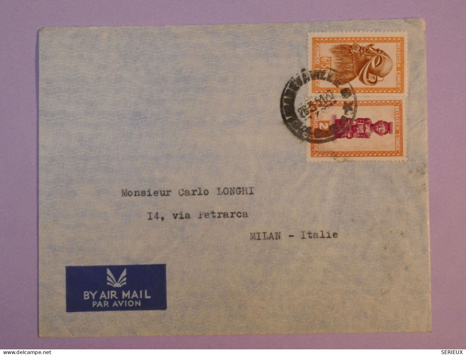 AG48 CONGO BELGE BELLE LETTRE  1951  ASSEZ  RARE DESTINATION  A MILANO ITALIA  +AFF. INTERESSANT++ + - Lettres & Documents