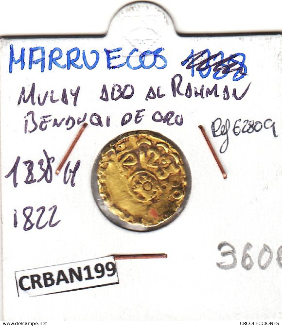 CRBAN199 MONEDA MARRUECOS DE ORO 1822 VER DESCRIPCION EN FOTO - Maroc