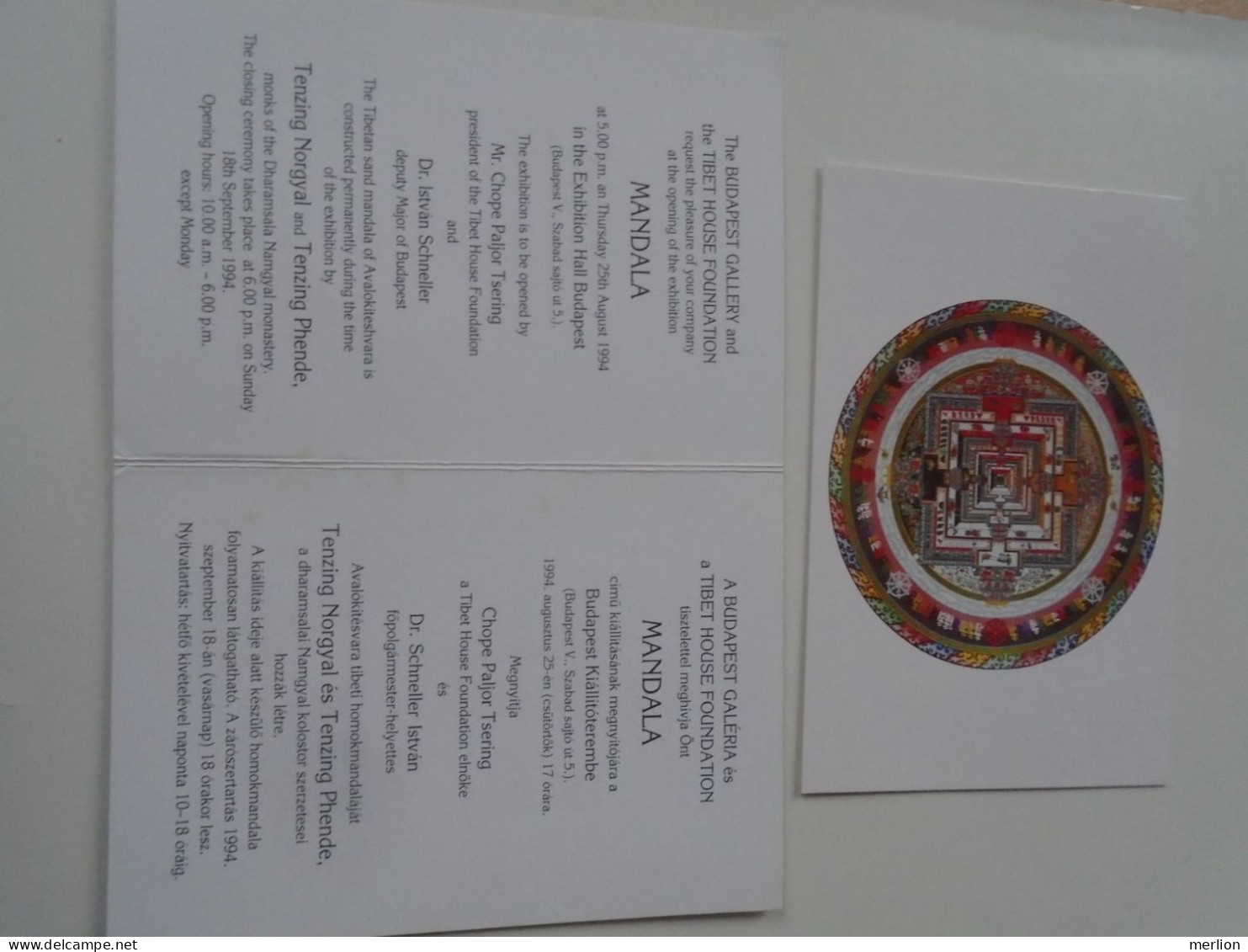 D199886    CPM AK  And Invitation - MANDALA  -Tenzing Norgyal  Dharmsala Namgyal Monastery  TIBET  - Budapest  1994 - Tibet