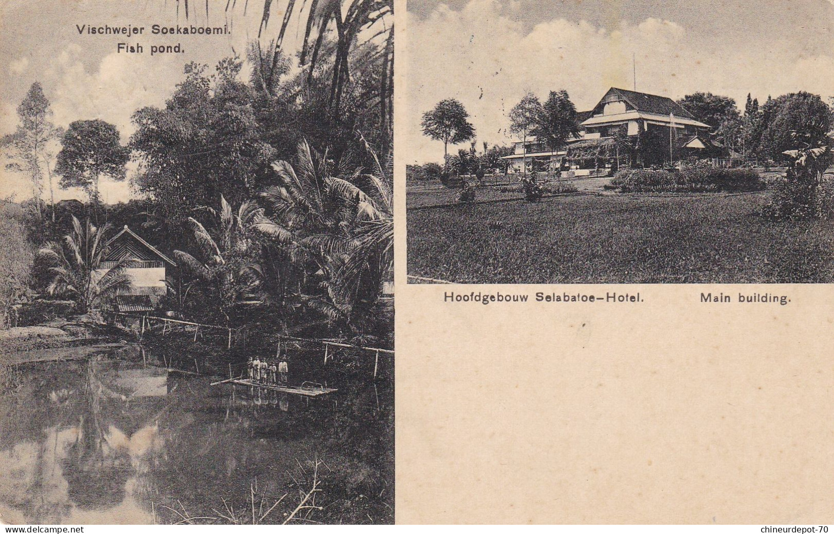 Vischwejer Soekaboemi Fish Pond Hoofdgebouw Selabatoe-Hotel Main Building Étang à Poissons Hôtel 1911 Victoria - Hotels & Restaurants