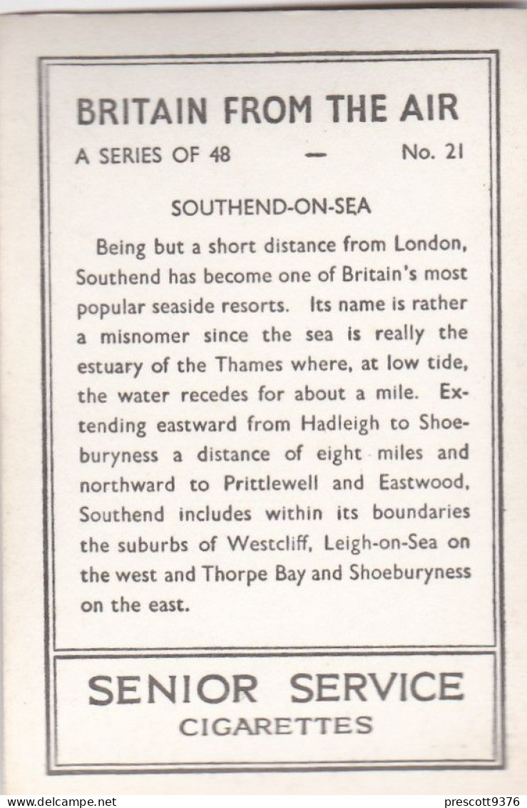Britain From The Air 1938 - Senior Service - Real Photo - 21 Southend On Sea - Wills
