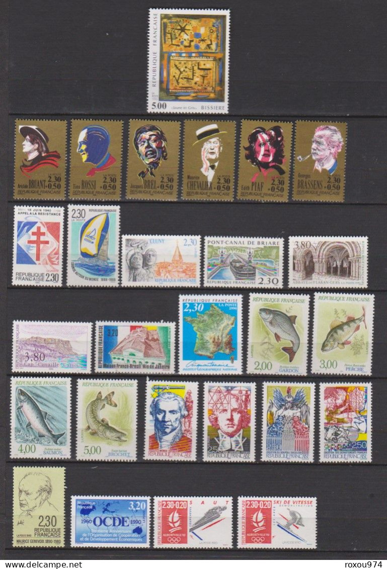 ANNEE  1990  COMPLETE  TIMBRES SEULS + CARNETS + FEUILLETS     6 SCAN - 1990-1999