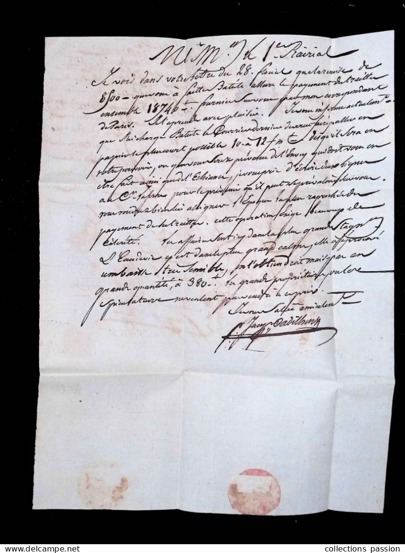 Lettre, Préphilatélie, Précurseurs XVIII E Siècle, 1 Prairial An 5, 20 Mai 1797, 39 MONT DE MARSAN à BORDEAUX, 2 Scans - 1701-1800: Precursors XVIII