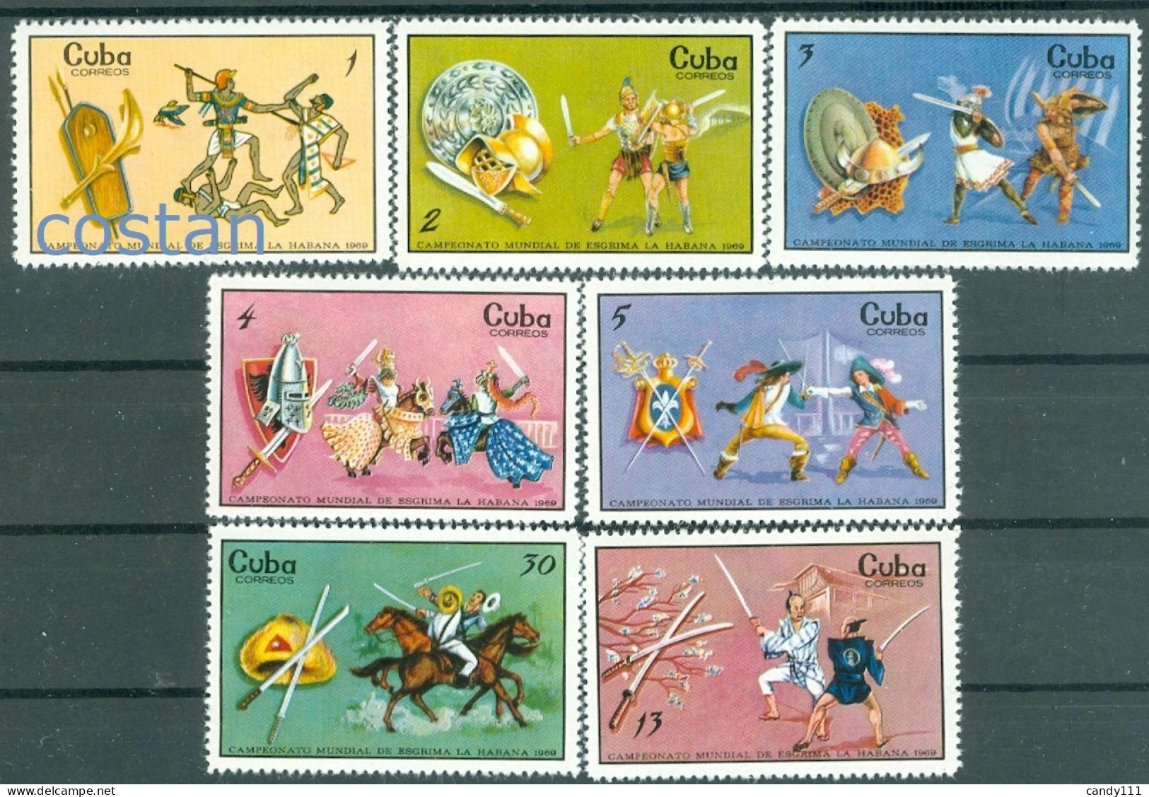 1969 Fencing World Championships Havana,Wiking,Samurai,Tourney,CUBA,1508,MNH - Fencing