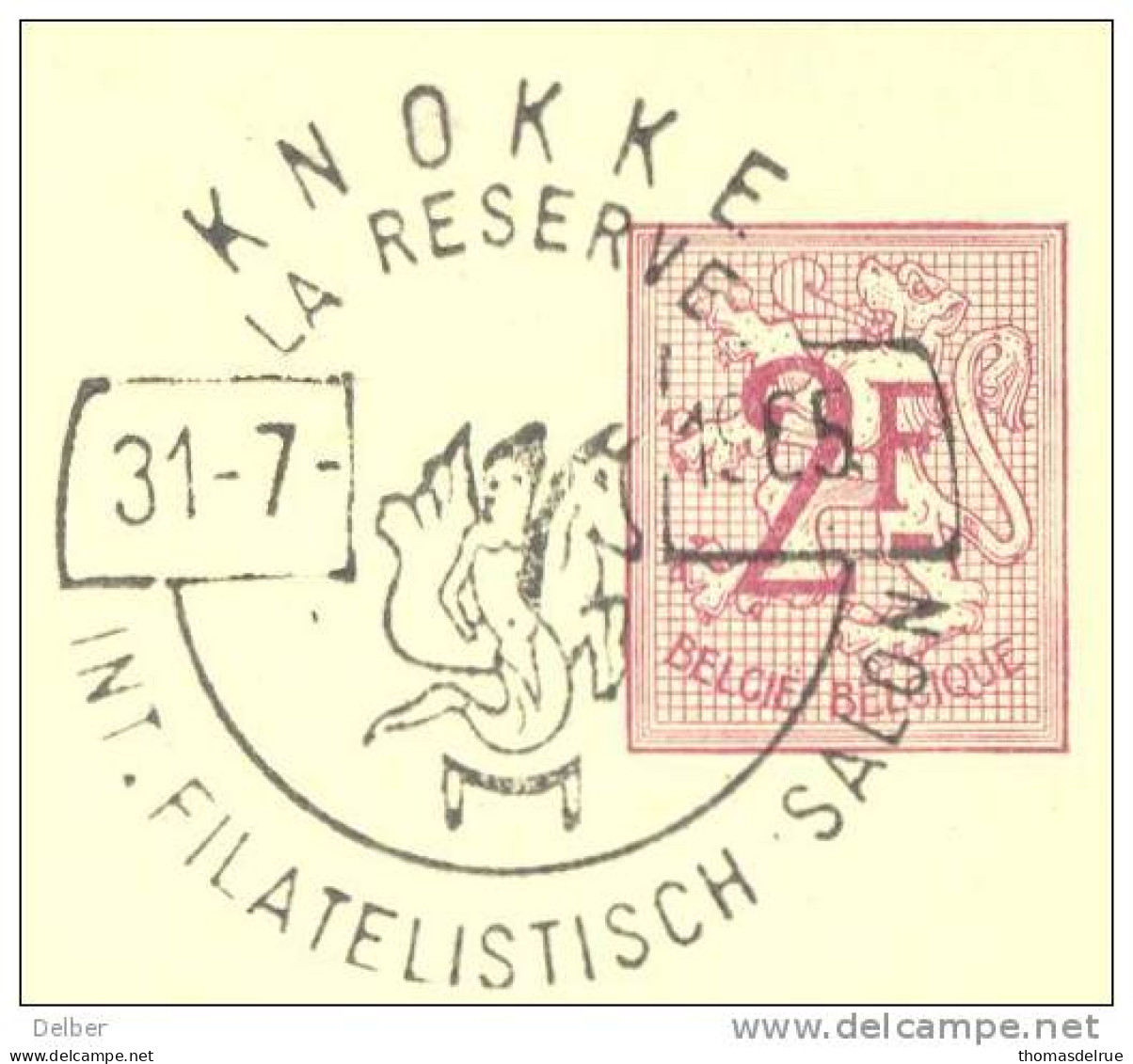 _ik451: POSTKAART/CARTE POSTALE 2,-F: KNOKKE LA RESERVE 31-7 1965 INT.FILATELISTISCH SALON - Otros & Sin Clasificación