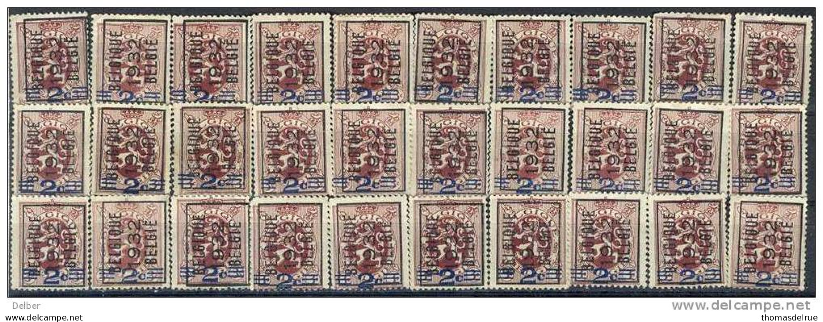 _Le347: Restje Van 30 Zegels  :  N°252A: BELGIQUE 1932 BELGIE - Typo Precancels 1929-37 (Heraldic Lion)