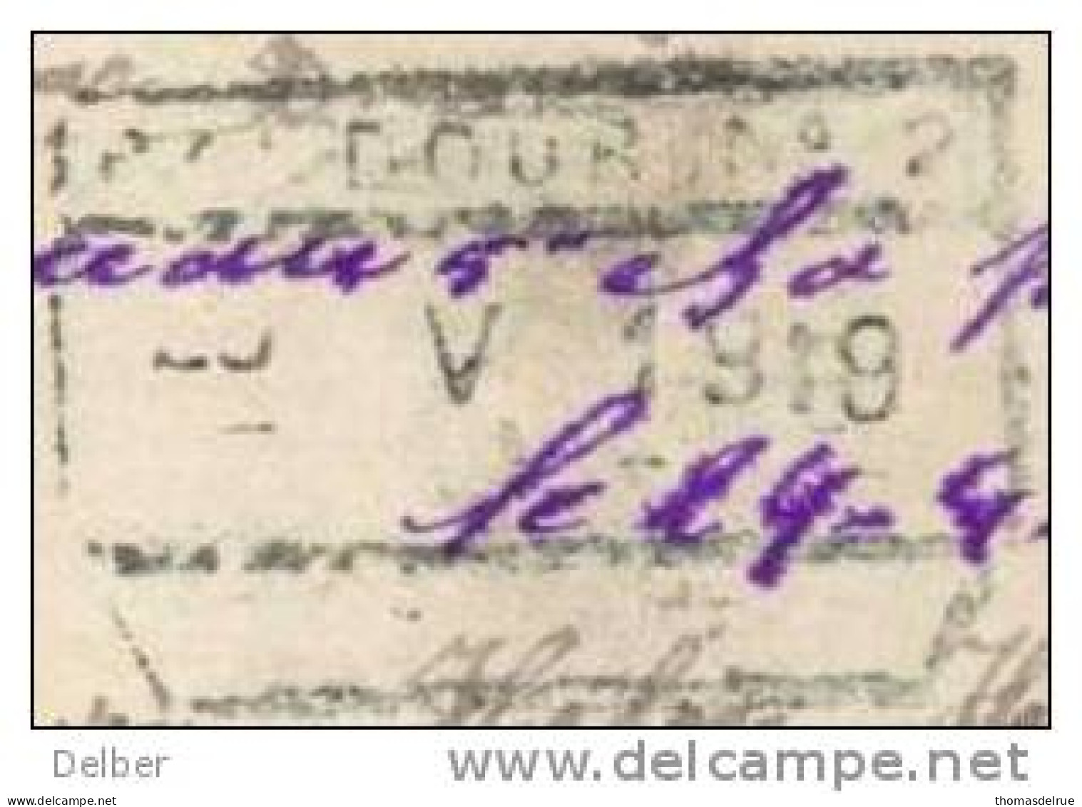 _G376:fantasiekaart: Verstuurd Onder Portvrijdom: S.M. :vanuit: DOUR N°2 / 25 V 19 / +__+ (spoorwegstempel) Doorgestuurd - Fortune Cancels (1919)