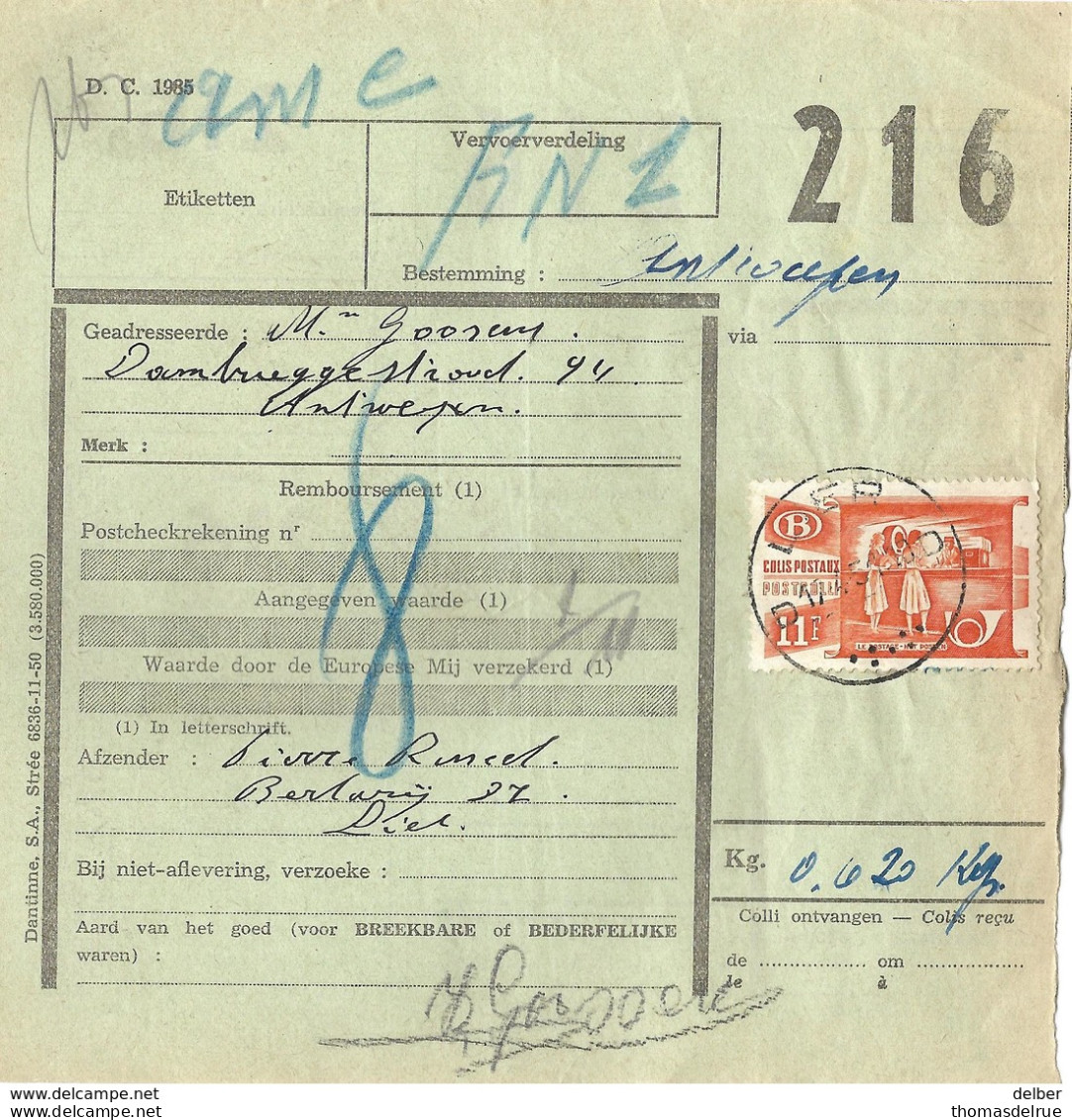 _9V-990: D.C.1985 +TR322: D LIER D 17.4.51.10  [post] > Antwerpen ANTWERPEN 17 IV 51 21 DOK.STAP.Nr88 - Andere & Zonder Classificatie