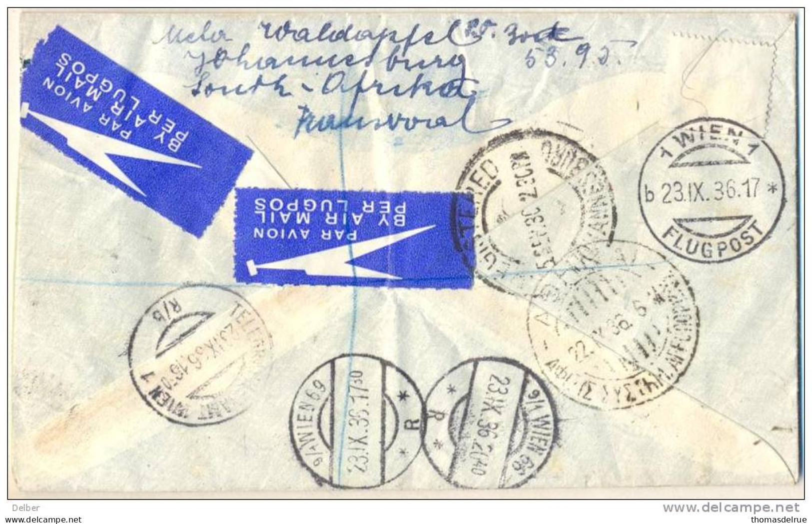 _Np174: Lettre De SOUTH AFRICA ... Via ... Via... 1936 - Other & Unclassified