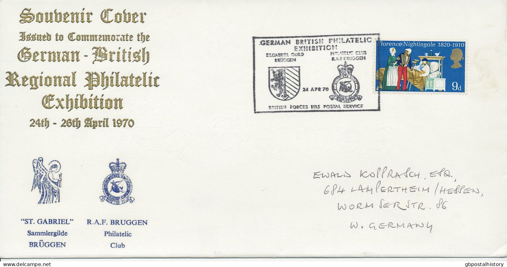 GB SPECIAL EVENT POSTMARKS 1970 German-British Philatelic Exhibition RAF Bruggen BFPS 1115 - Covers & Documents