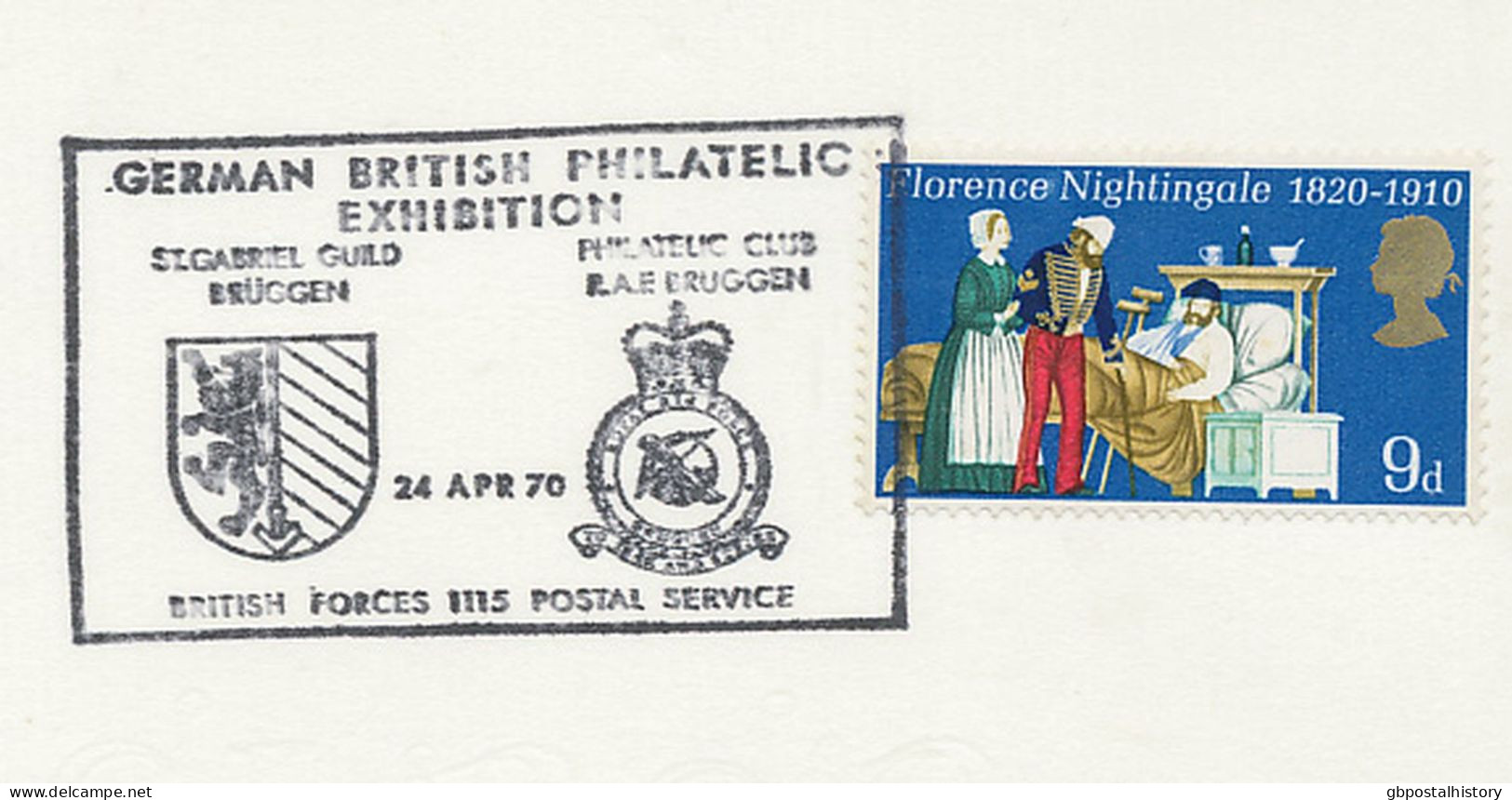 GB SPECIAL EVENT POSTMARKS 1970 German-British Philatelic Exhibition RAF Bruggen BFPS 1115 - Lettres & Documents