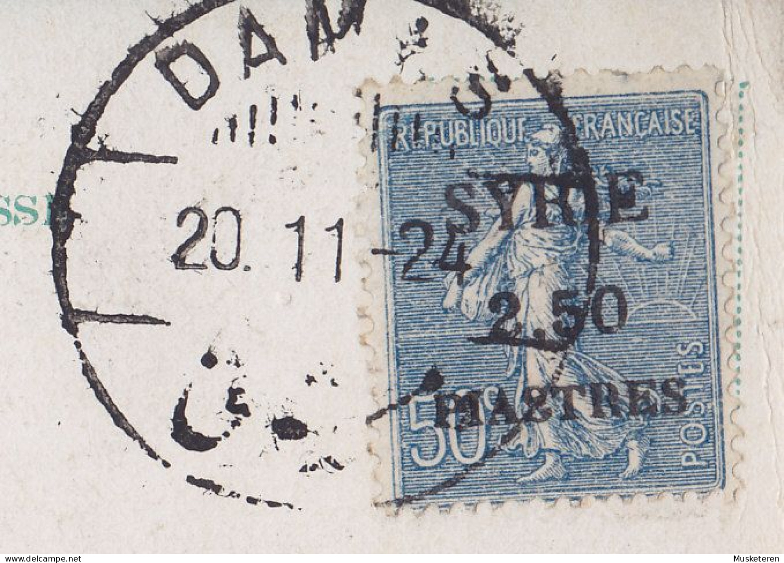 Syria Syrie 4 CPA Semeuse Millésimes & Surchargé DAMAS 1924 To UPPER BANGOR Wales England (6 Scans) - Covers & Documents