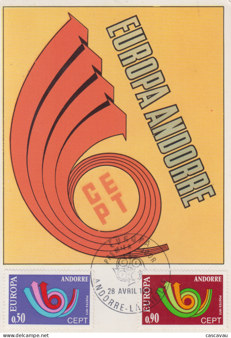Carte  Maximum  1er  Jour   ANDORRE   Paire   EUROPA    1973 - 1973