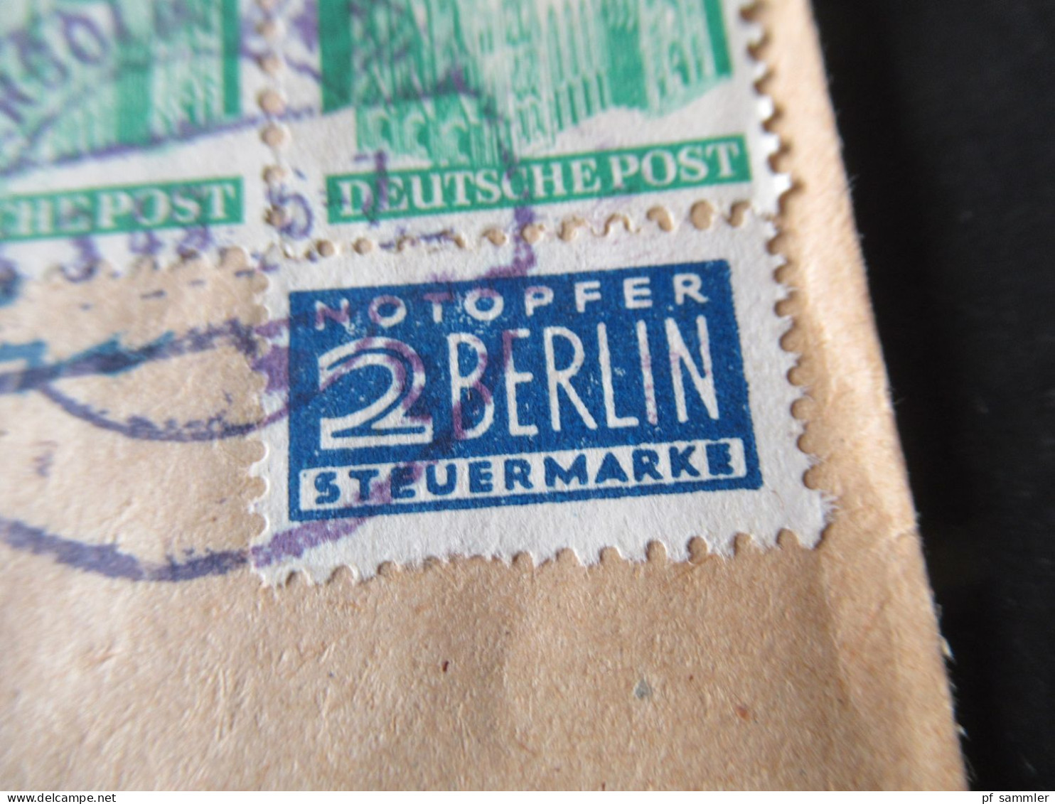 Bizone 1948 Bauten Nr.80 Wg (2) MeF Stempel Ergolding (violette Farbe??) Nach München Gesendet - Brieven En Documenten