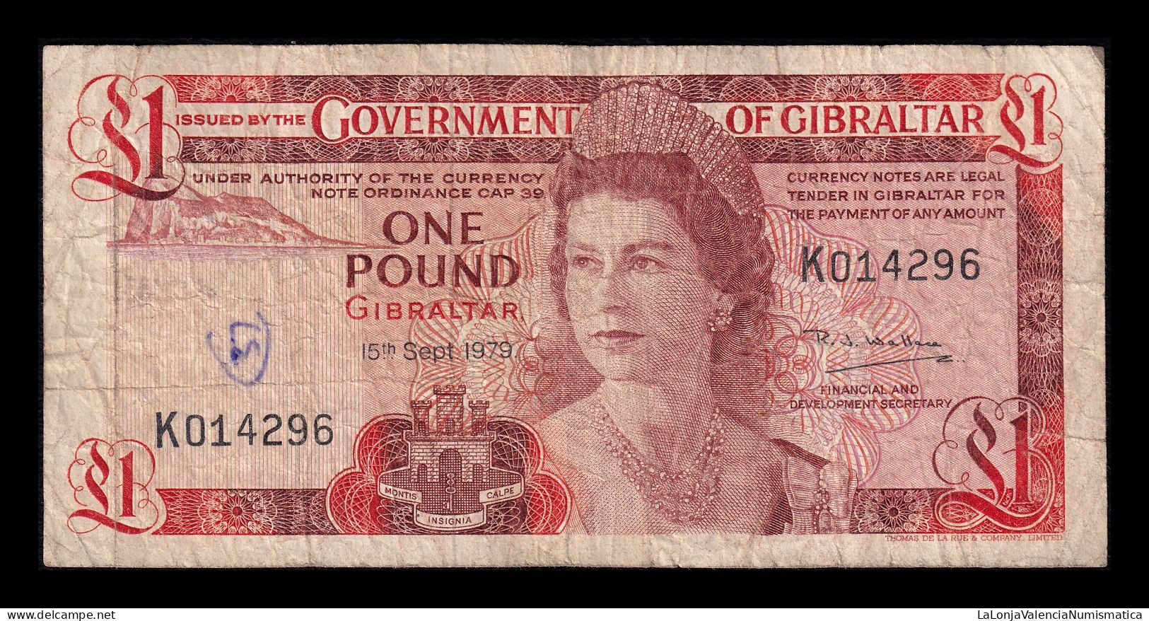 Gibraltar 1 Pound Elizabeth II 1979 Pick 20b Bc/Mbc F/Vf - Gibraltar