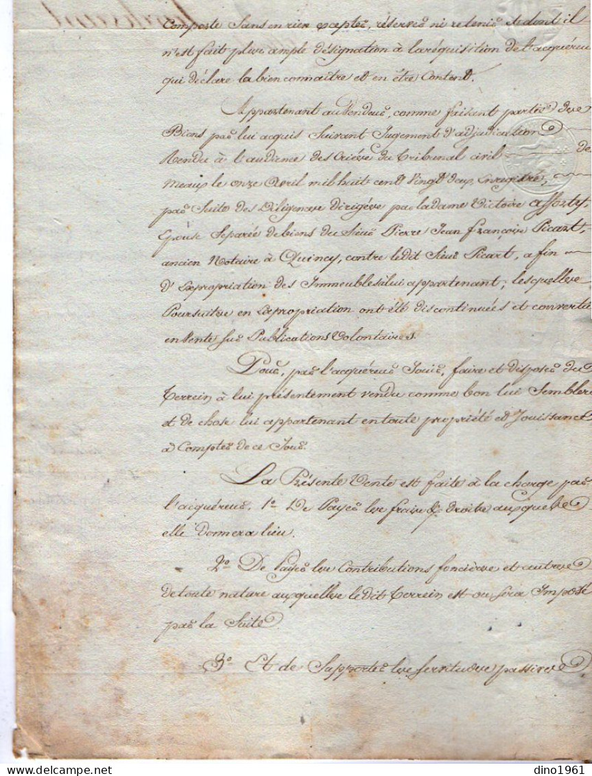 VP22.685 - Acte De 1822 - Vente D'un Terrain Sise à LAGNY Par M. DAMOYE,Marchand De Bois à M. BOUZEMONT, Négociant .... - Manuscripts