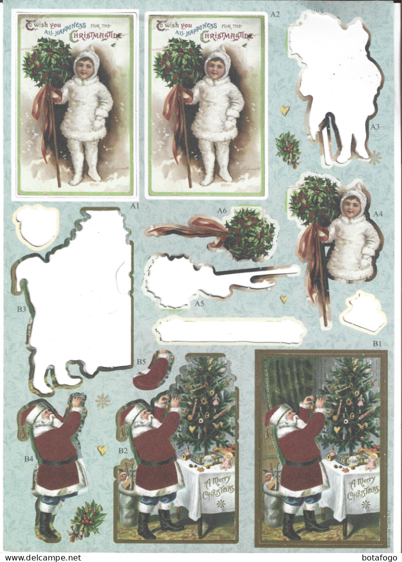 PLANCHE AVEC ENVIRONS 7(incomplet )DECOUPIS MOTIF  ENFANTS Et  PERE NOEL - Di Natale