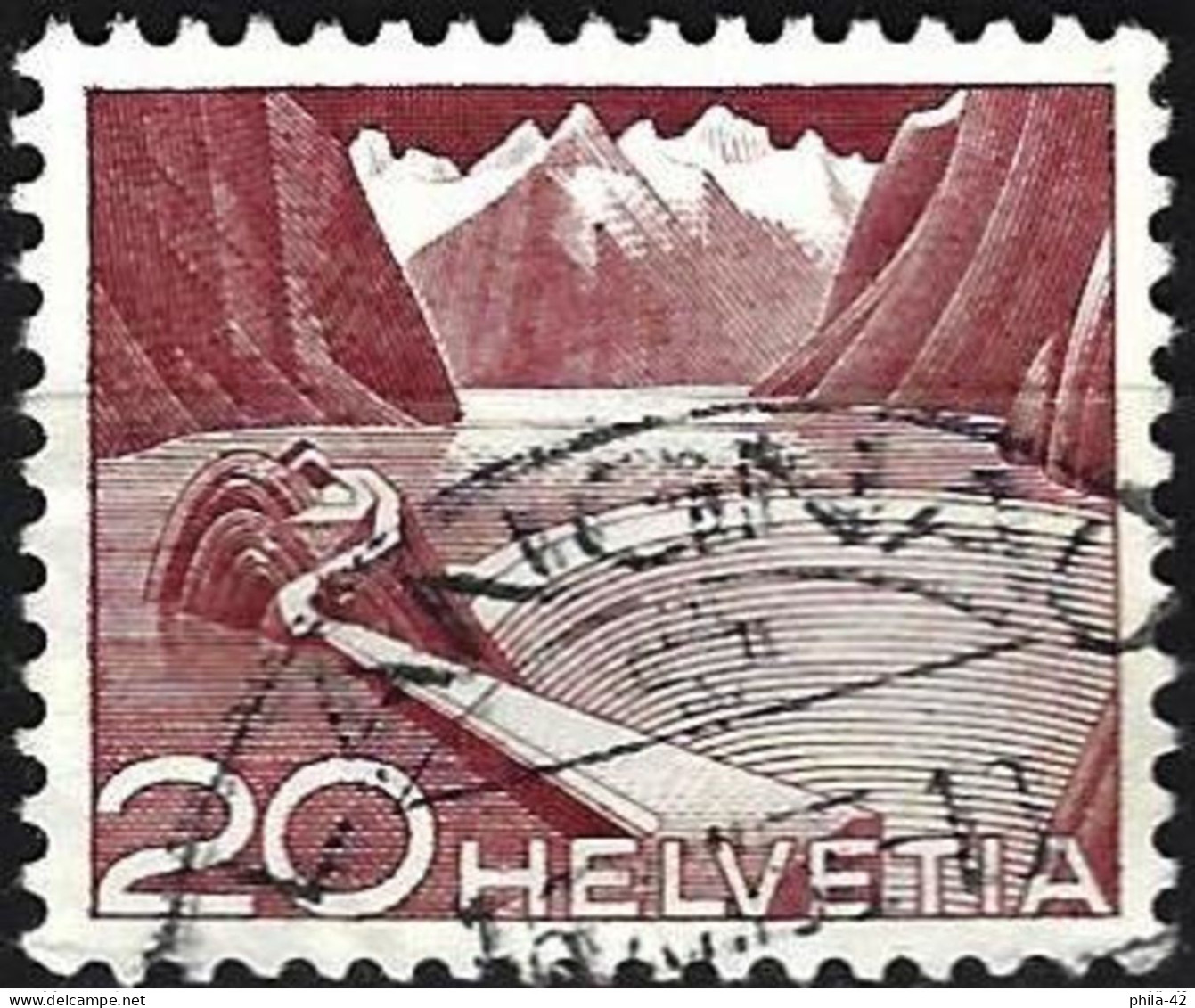 Switzerland 1949 - Mi 533 - YT 485 ( Dam Of Grimsel ) - Errors & Oddities