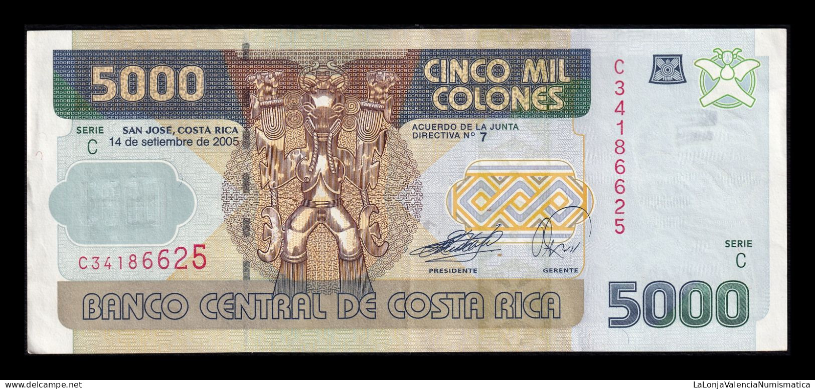 Costa Rica 5000 Colones 2005 Pick 268Ab Serie C Ebc Xf - Costa Rica