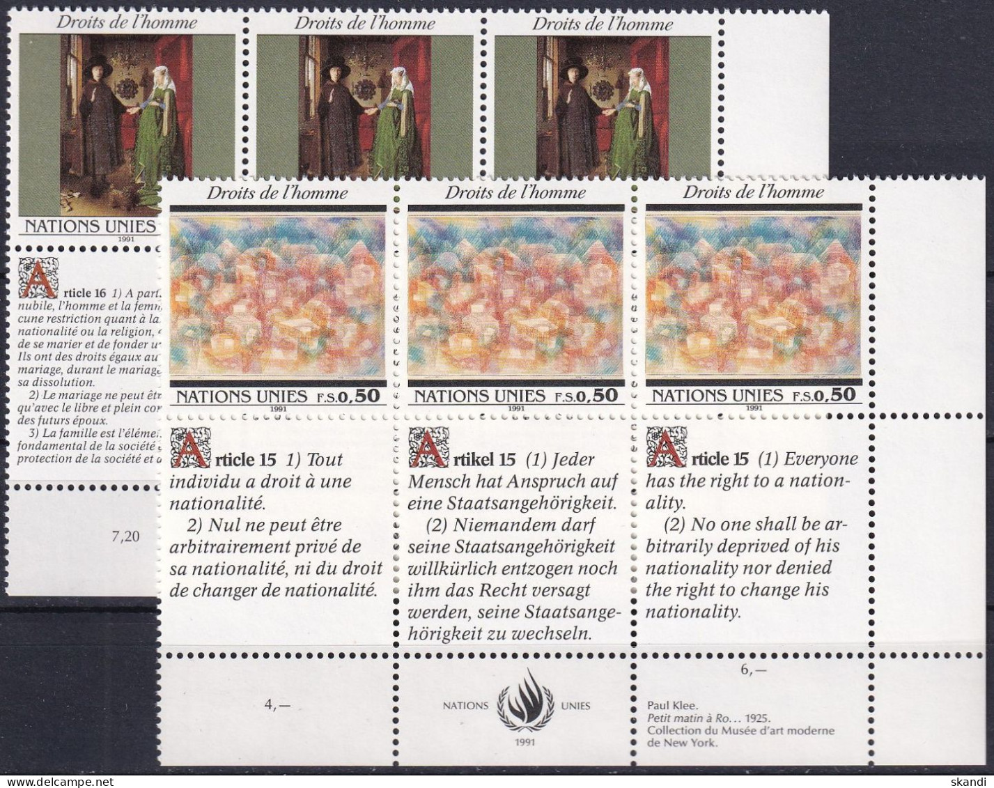 UNO GENF 1991 Mi-Nr. 208/09 ** MNH - Neufs