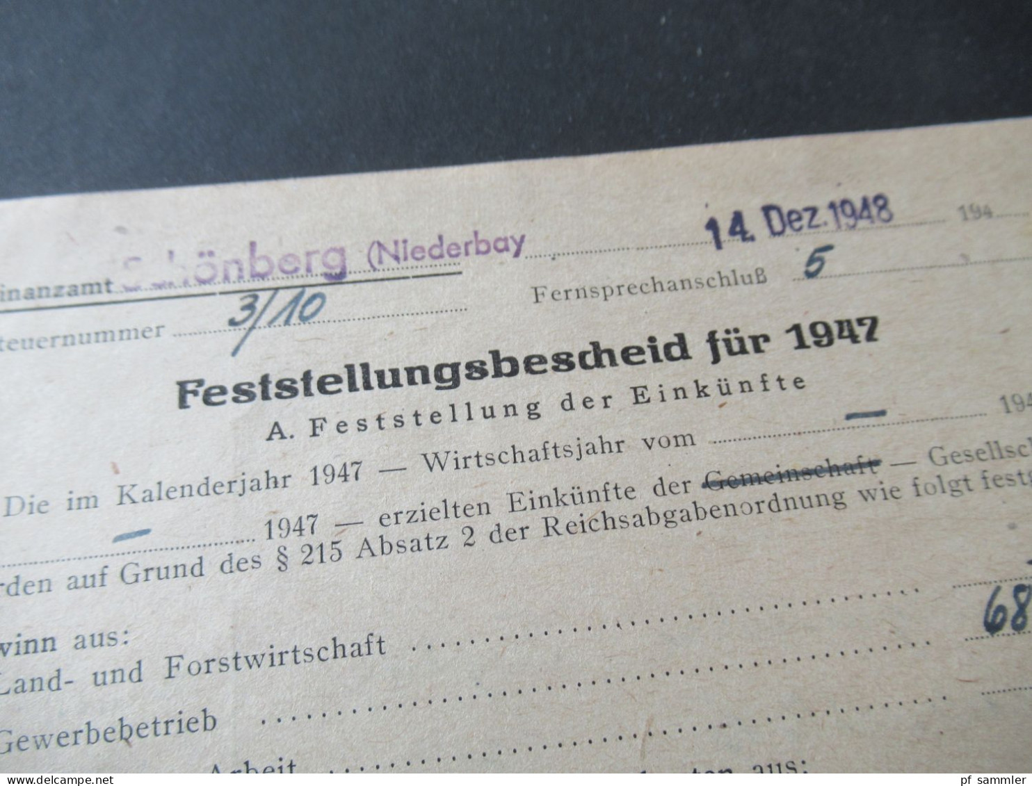 Bizone 14.12.1948 Notopfer ungezähnt EF Tagesstempel Schönberg und aptierter Dienststempel des 3. Reiches!