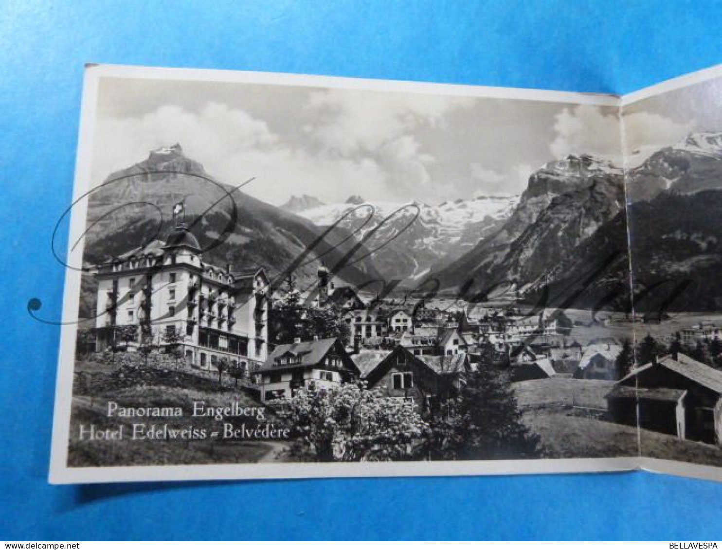 Engelberg Panorama Hotel Edelweiss Belvedere Double Stereo Postcard - Engelberg