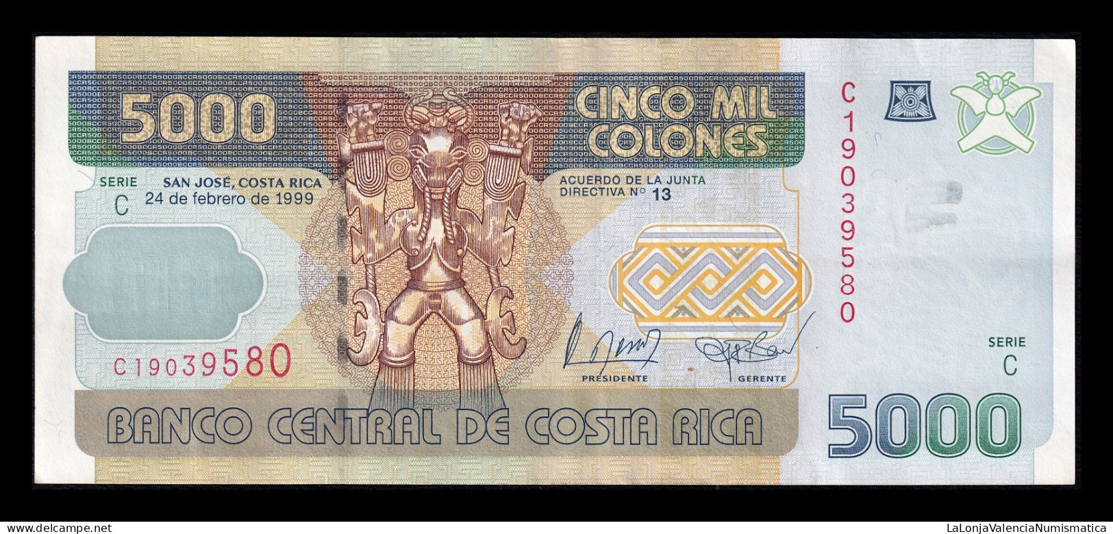 Costa Rica 5000 Colones 1999 Pick 268 Serie C Ebc/+ Xf/+ - Costa Rica