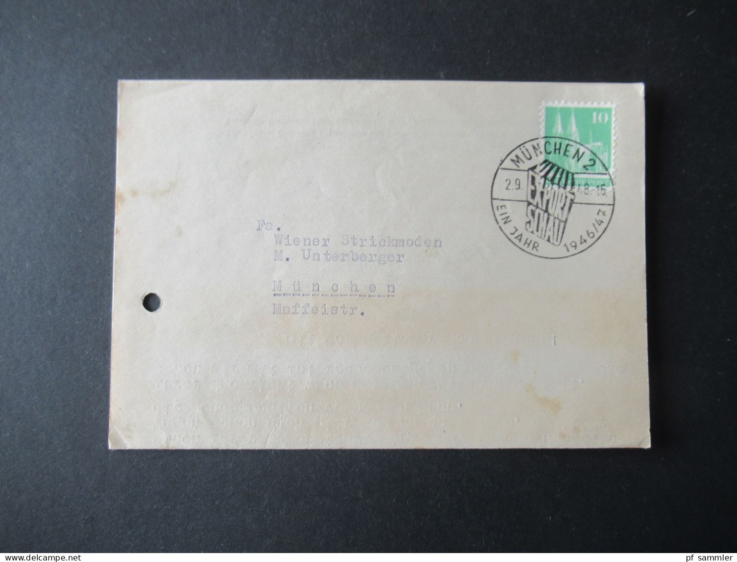 Bizone 2.9.1948 Bauten Nr.80 Type I EF Mit SSt München 2 Exportschau / Faltblatt Bayerische Messe Gesellschaft BMG - Storia Postale