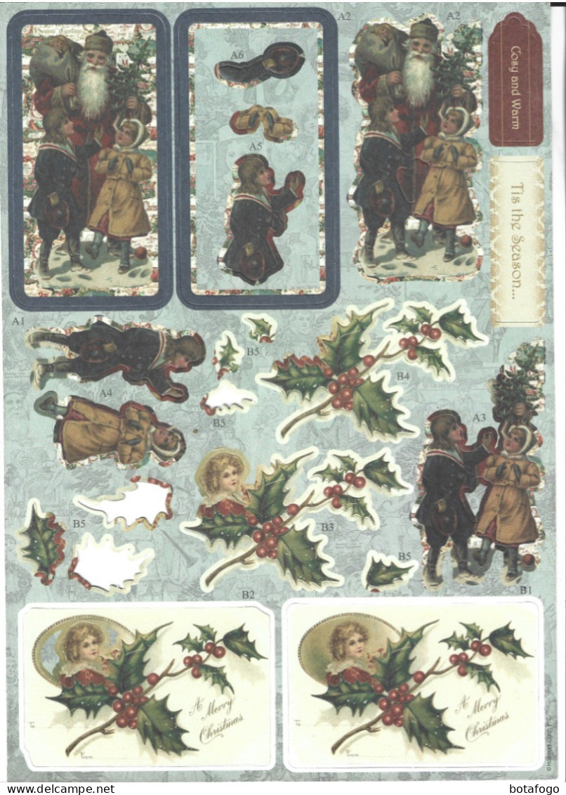 PLANCHE AVEC ENVIRONS 15( Incomplet )DECOUPIS MOTIF  ENFANTS Et    NOEL - Kerstmotief