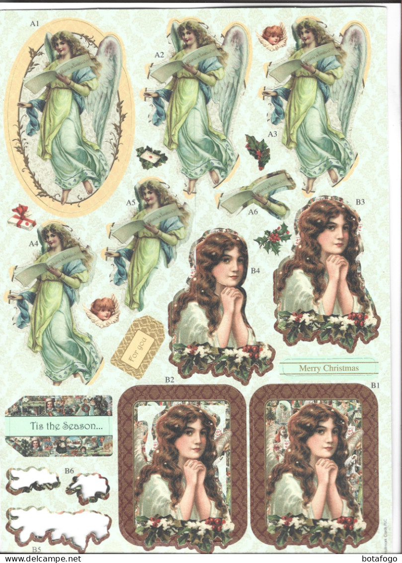 PLANCHE AVEC ENVIRONS 11( Incomplet )DECOUPIS MOTIF ANGES ET FEMMES - Angeli