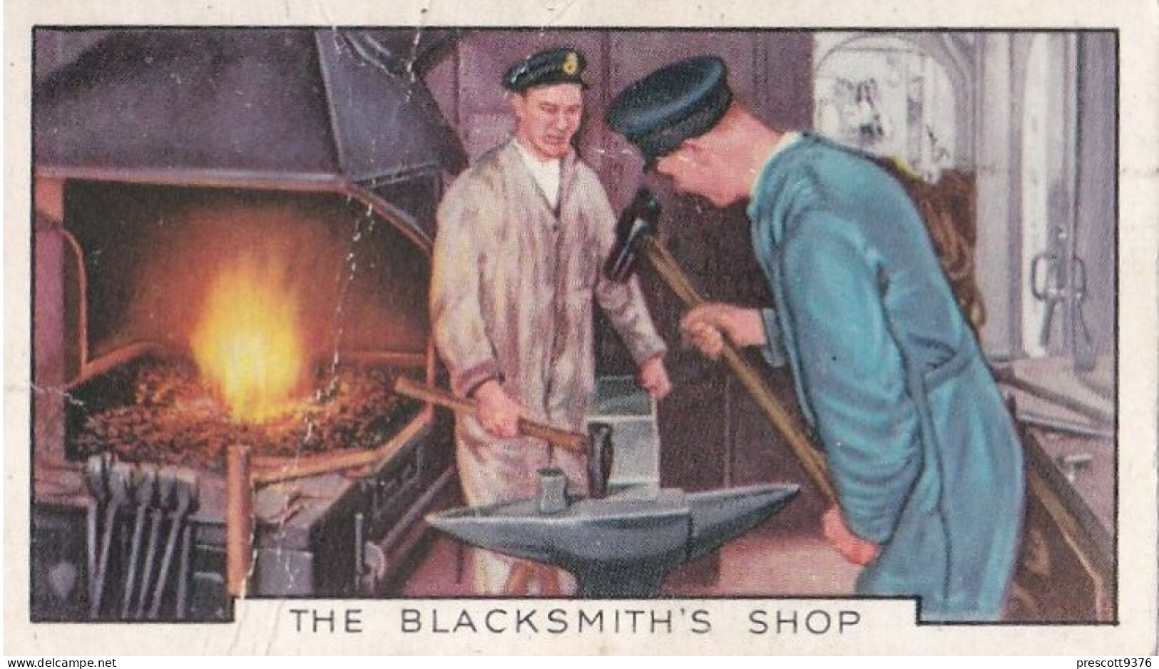 The Navy 1938 - Gallaher Cigarette Card - 43 Blacksmiths Shop - Gallaher