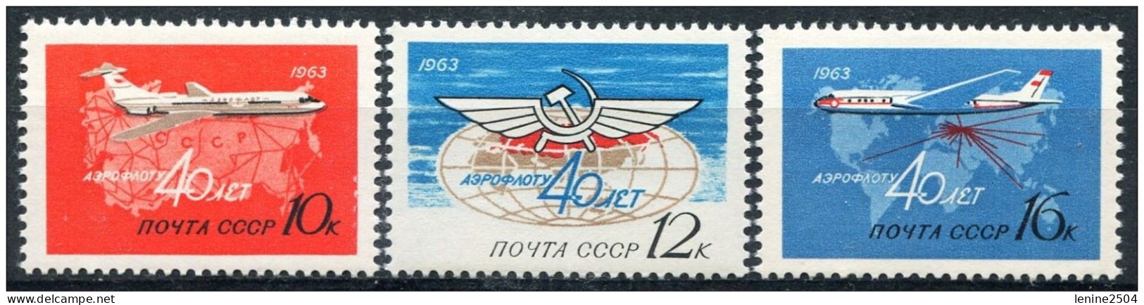 Russie 1963 Yvert Aviation N° 115-117 MNH ** - Nuevos