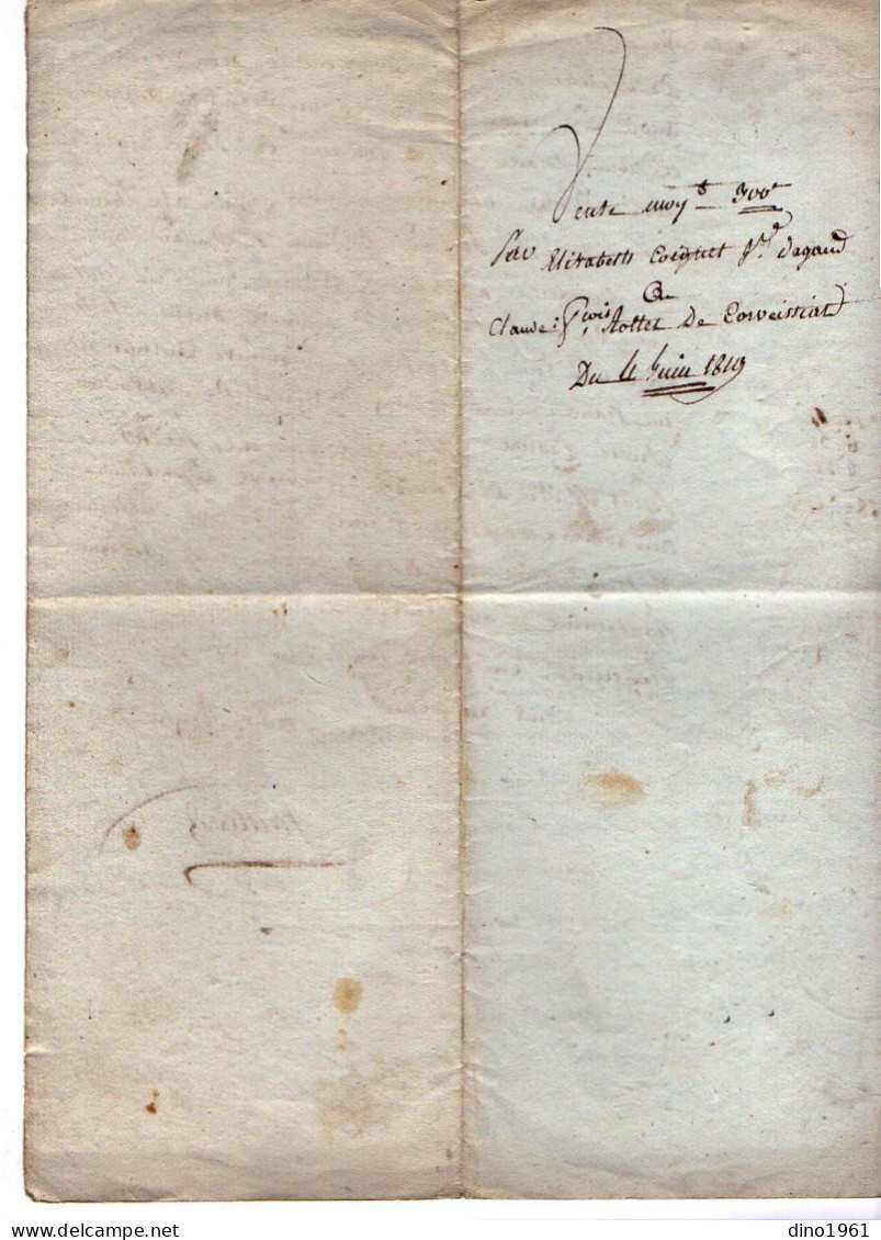 VP22.687 - SIMANDRE ( Ain ) - Acte De 1819 - Vente D'Immeubles Par Mme Vve DAGAND De CORVEISSIAT à M. ROLLET .... - Manuscripts