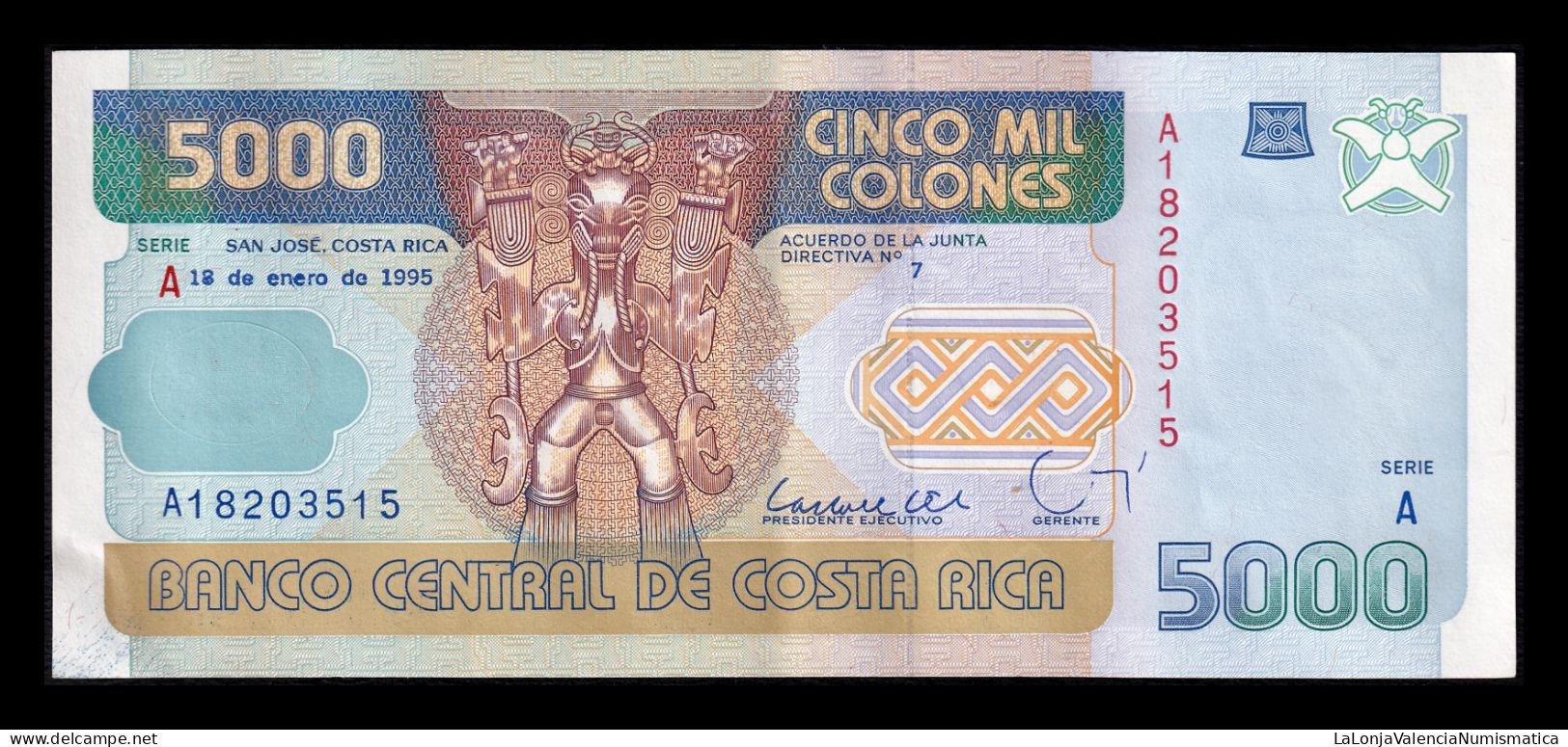 Costa Rica 5000 Colones 1995 Pick 260b Serie A Ebc/+ Xf/+ - Costa Rica