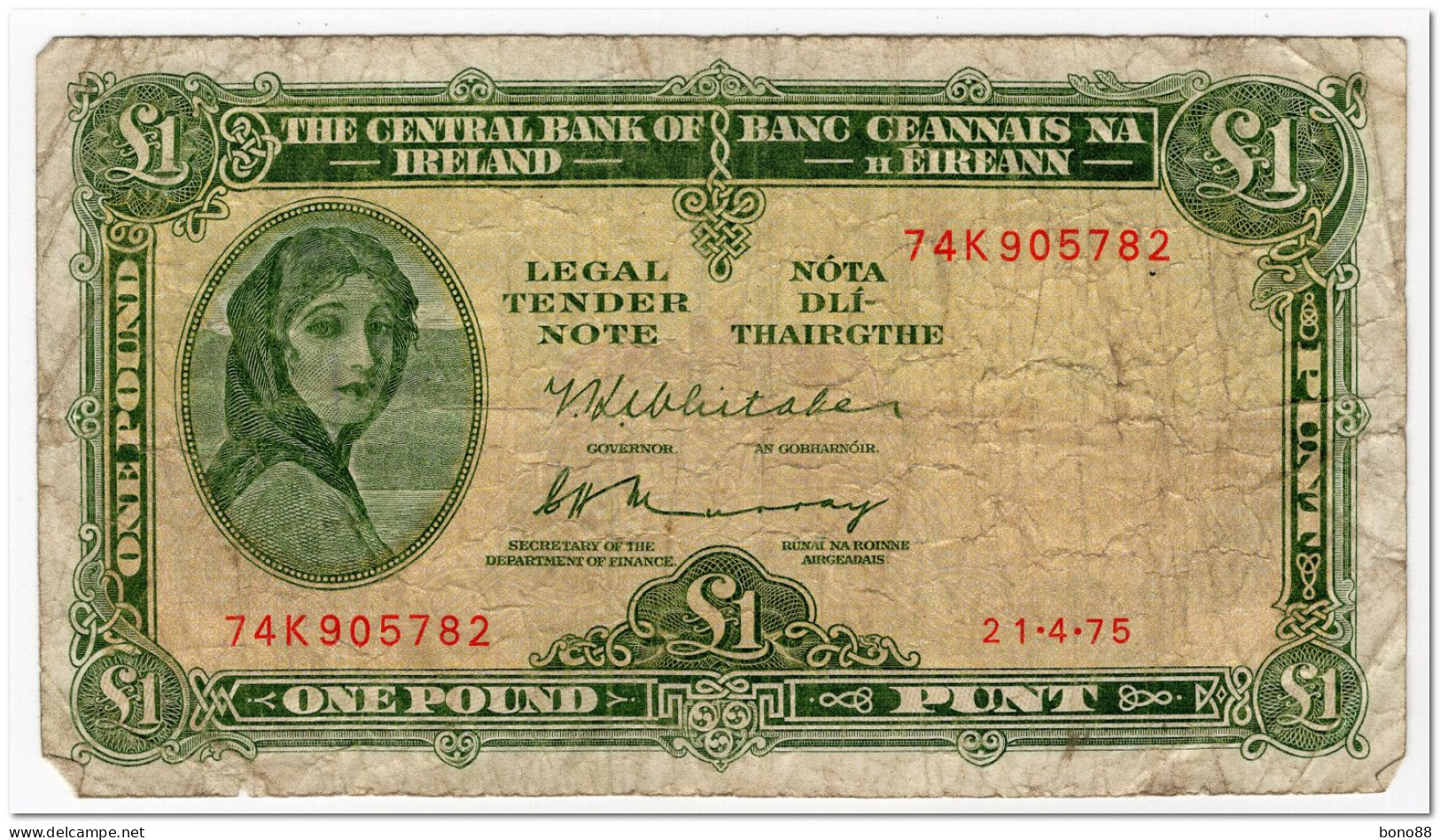 IRELAND,1 POUND,1975,P.64c,SMALL TEARS,GRAFFITI - Ireland