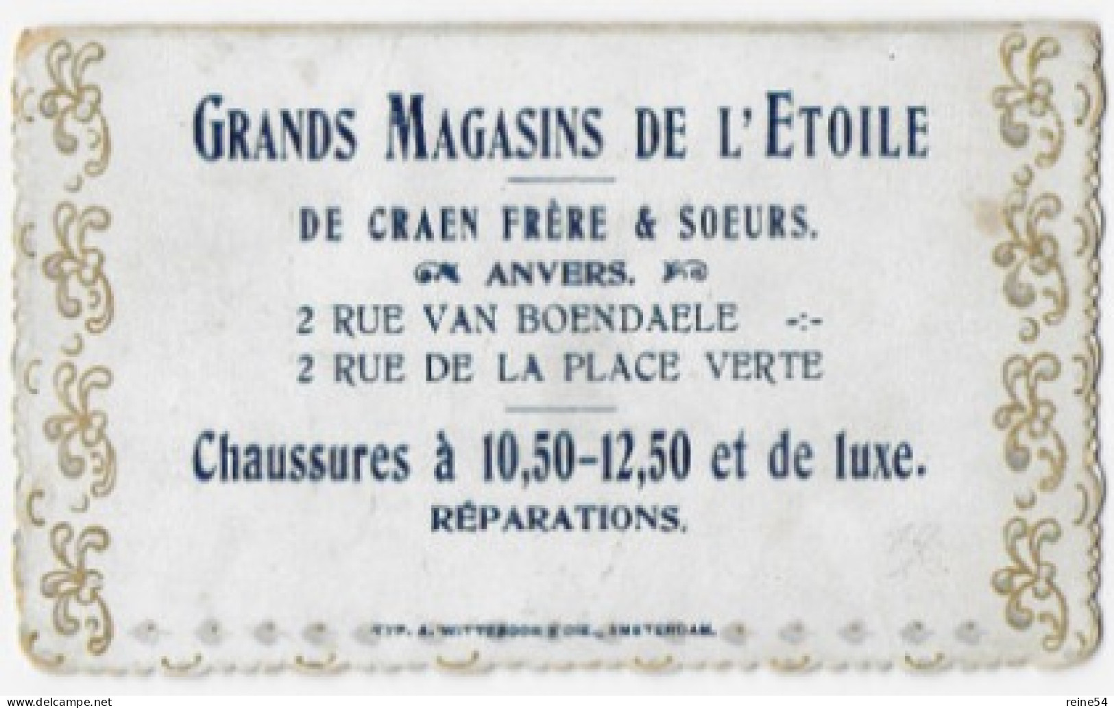 Petit Calendrier Plié 1908  Publicité Chaussures Grands Magasins De L'Etoile De Craen Frère & Soeurs -Anvers - Petit Format : 1901-20