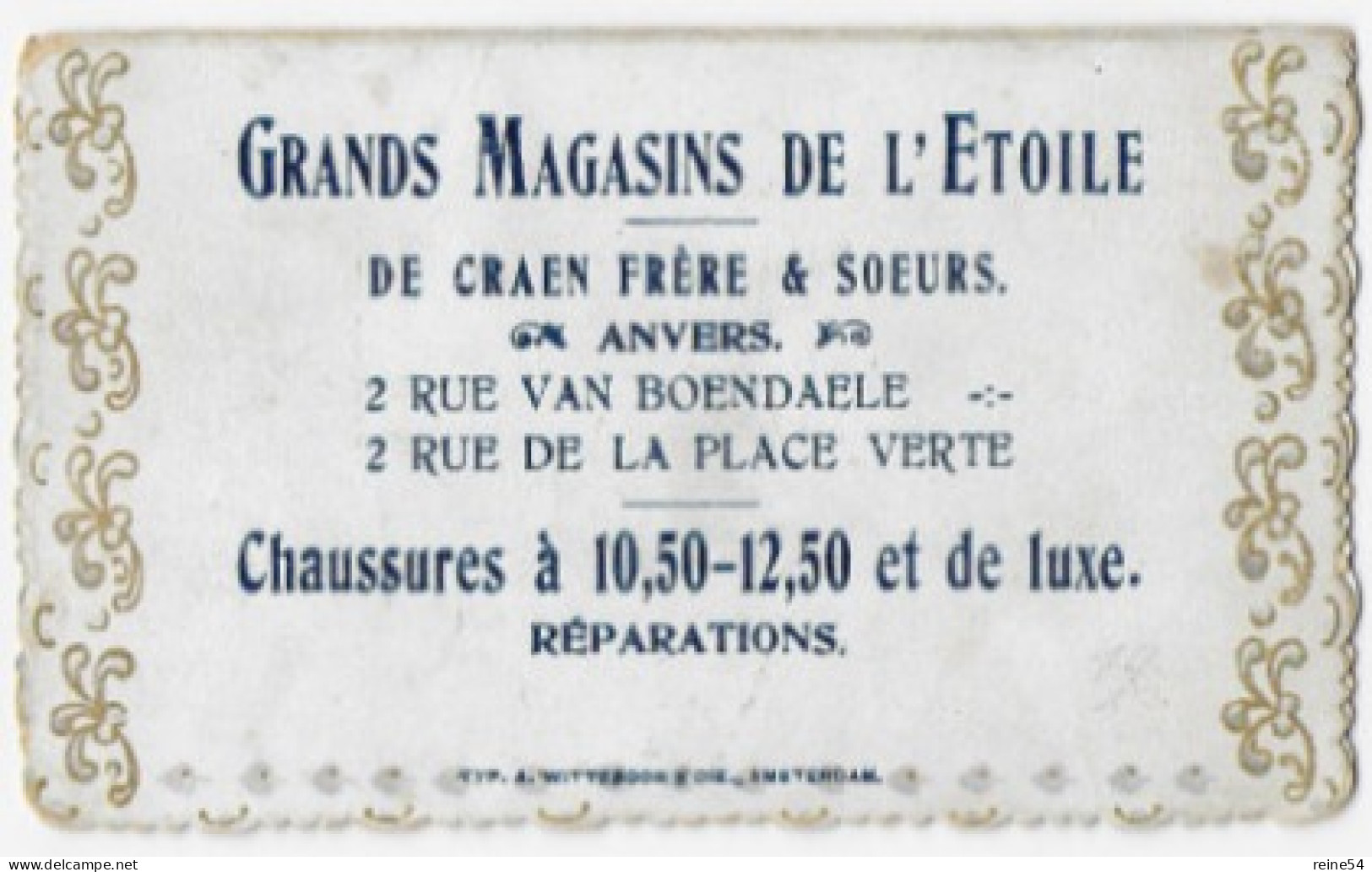 Petit Calendrier Plié 1908  Publicité Chaussures Grands Magasins De L'Etoile De Craen Frère & Soeurs -Anvers - Tamaño Pequeño : 1901-20