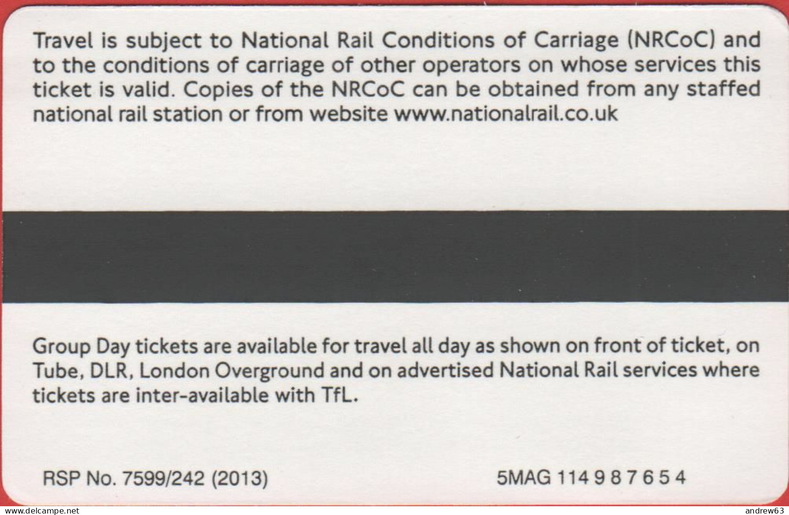 GB - Regno Unito - GREAT BRITAIN - UK - LONDON - 2014 - Metro Group Day Ticket - Used - Europa