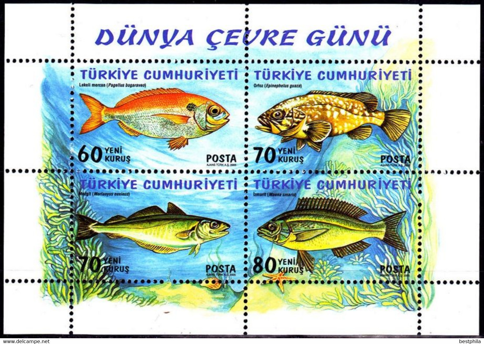 Turkey, Türkei - 2005 - World Environment Day (Fishes) - 1.Mini S/Sheet ** MNH - Ongebruikt