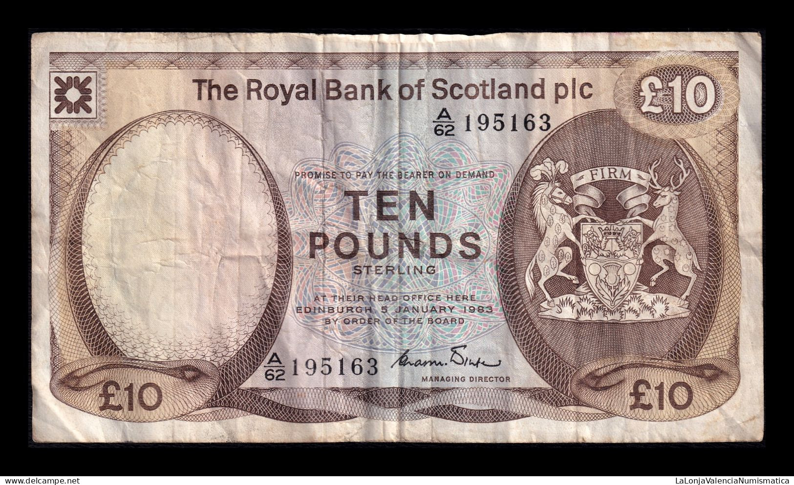 Escocia Scotland 10 Pounds Sterling 1983 Pick 343a Bc/Mbc F/Vf - 10 Pounds