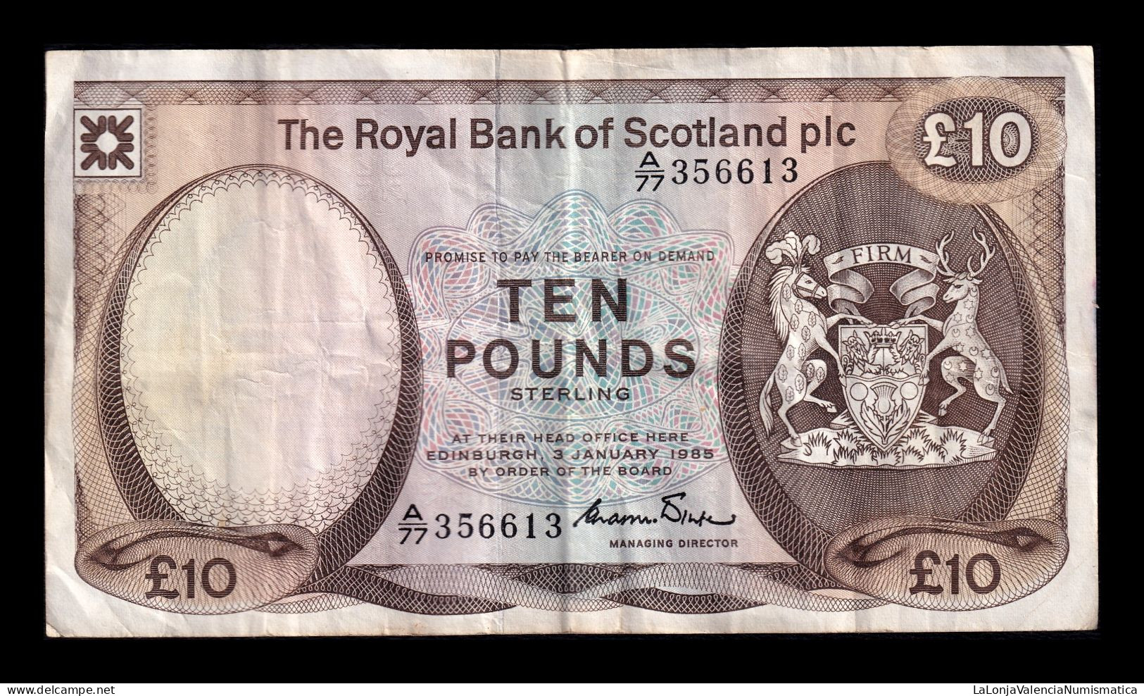 Escocia Scotland 10 Pounds Sterling 1985 Pick 343a Bc/Mbc F/Vf - 10 Ponden