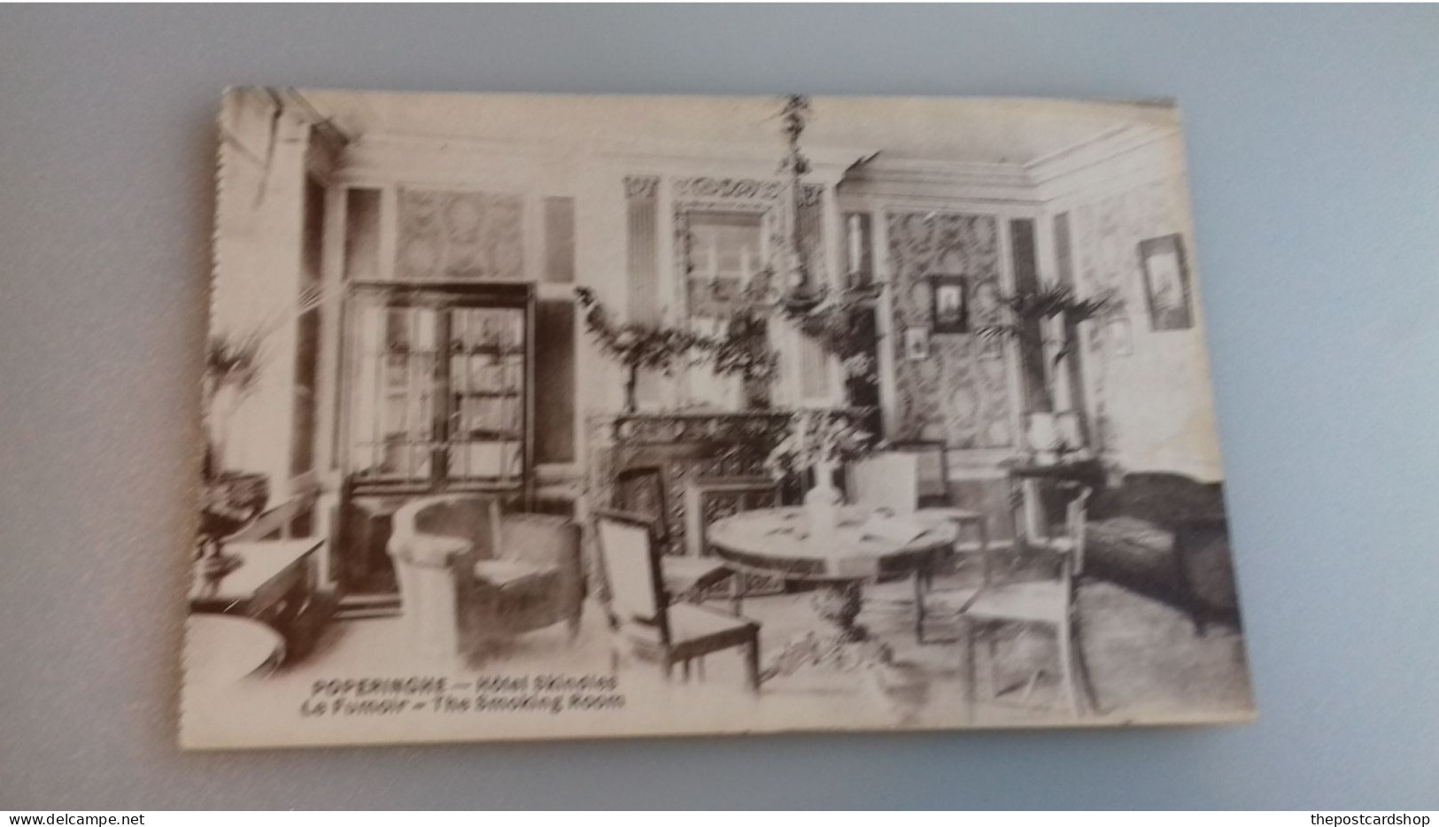 BELGIQUE POPERINGHE HOTEL SKINDLES LE FUMOIR SMOKING ROOM ANTIQUES UNUSED - Poperinge