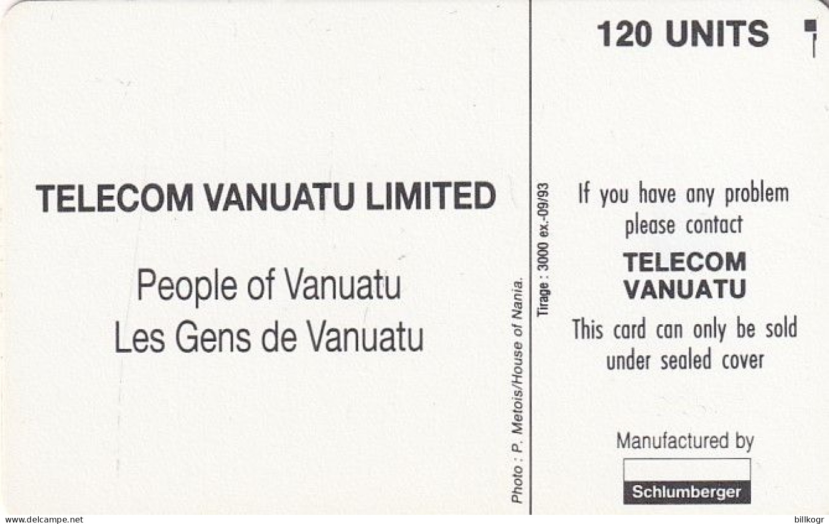 VANUATU - Old Man(120 Units), Tirage 3000, 09/93, Used - Vanuatu