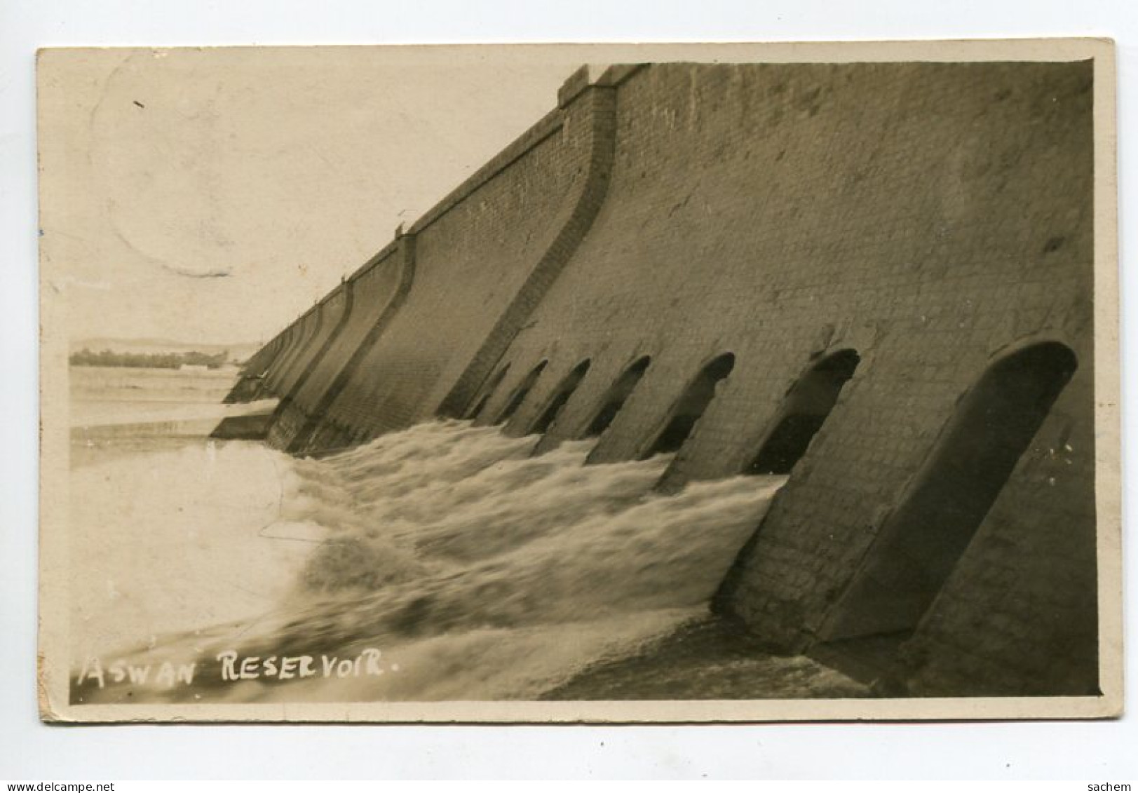 EGYPTE ASWAN ASSOUAN Tirage CARTE PHOTO Reservoir Barrage écrite En Arabe   Timbrée 1932    D15 2019  - Assuan
