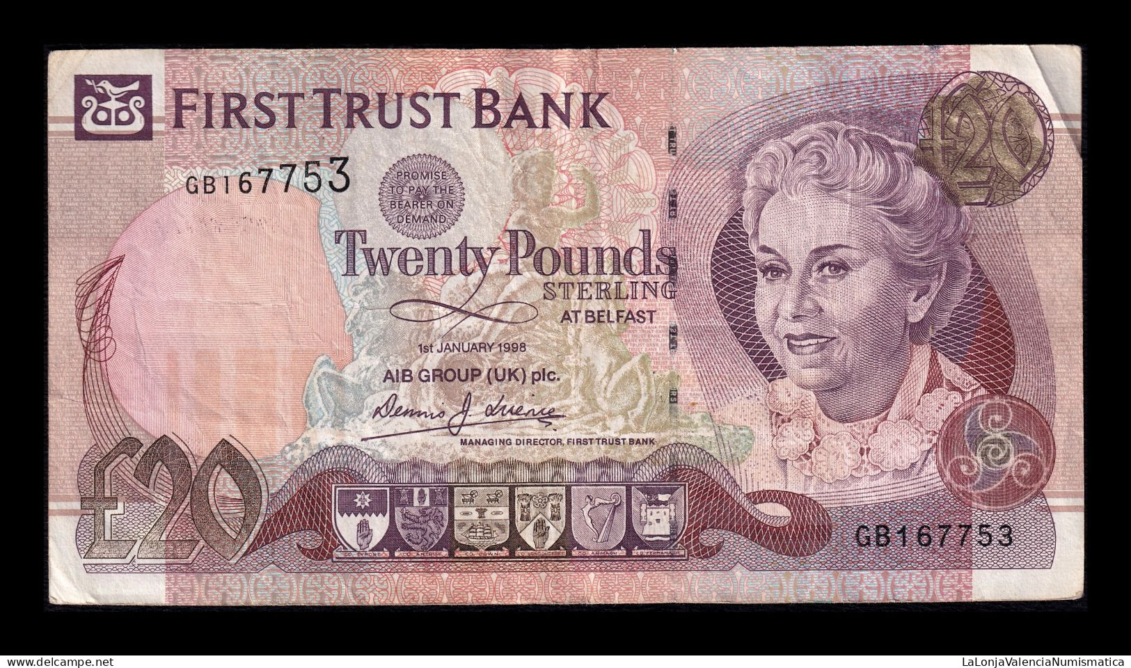 Irlanda Del Norte Northern Ireland 20 Pounds Sterling 1998 Pick 137a Bc/Mbc F/Vf - Ierland