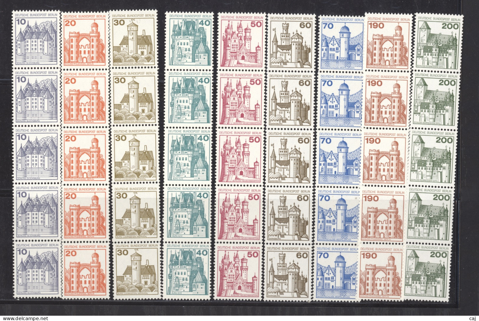 Allemagne  -  Berlin - Roulettes  : Mi  532 R - 540 R R  **  Bandes De 5 Avec Numéro Noir - Roulettes