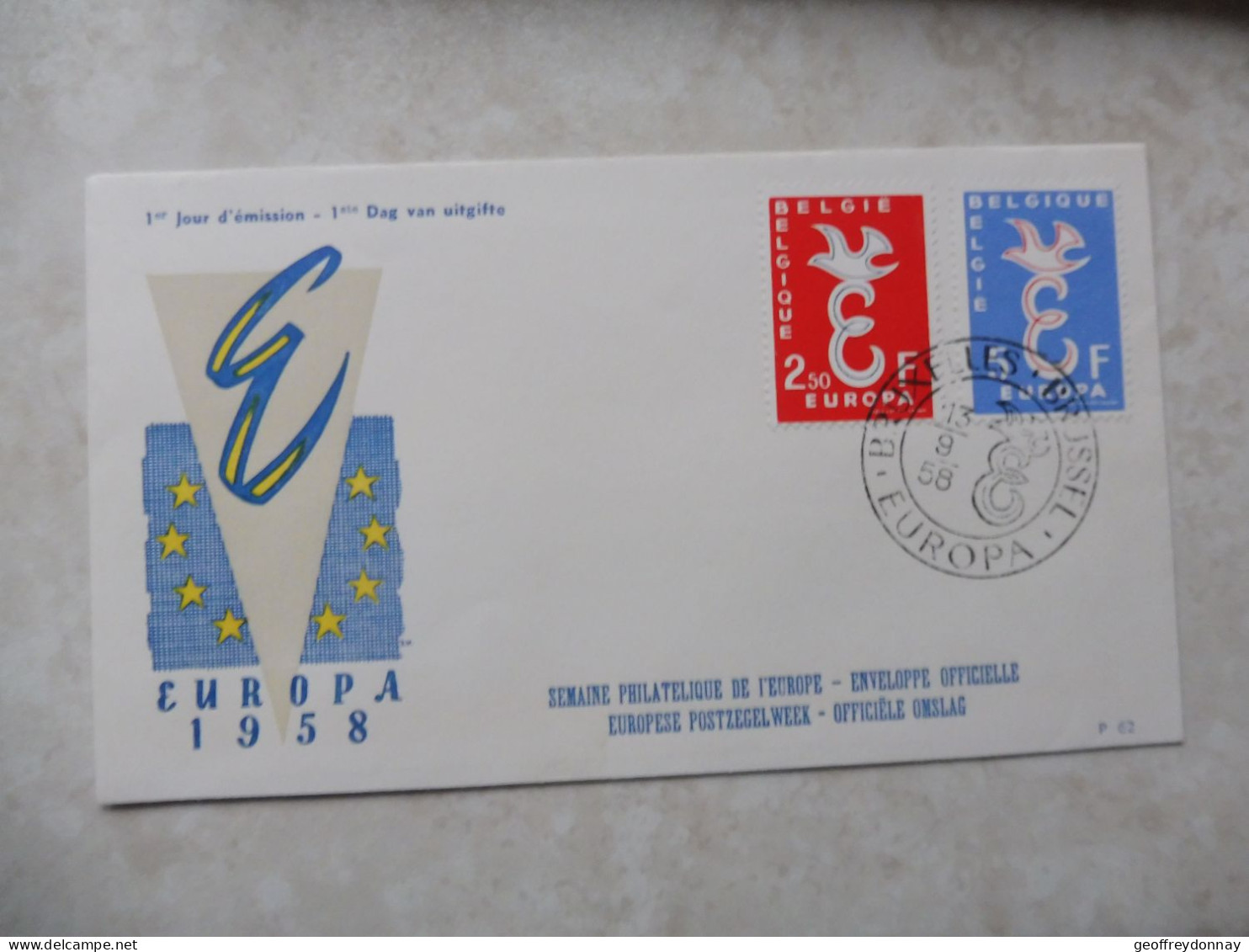 Fdc Belgique Belgie 1064/1065 Gestempelt Oblitéré Bruxelles Brussel  ( 1958 ) Europa - 1951-1960