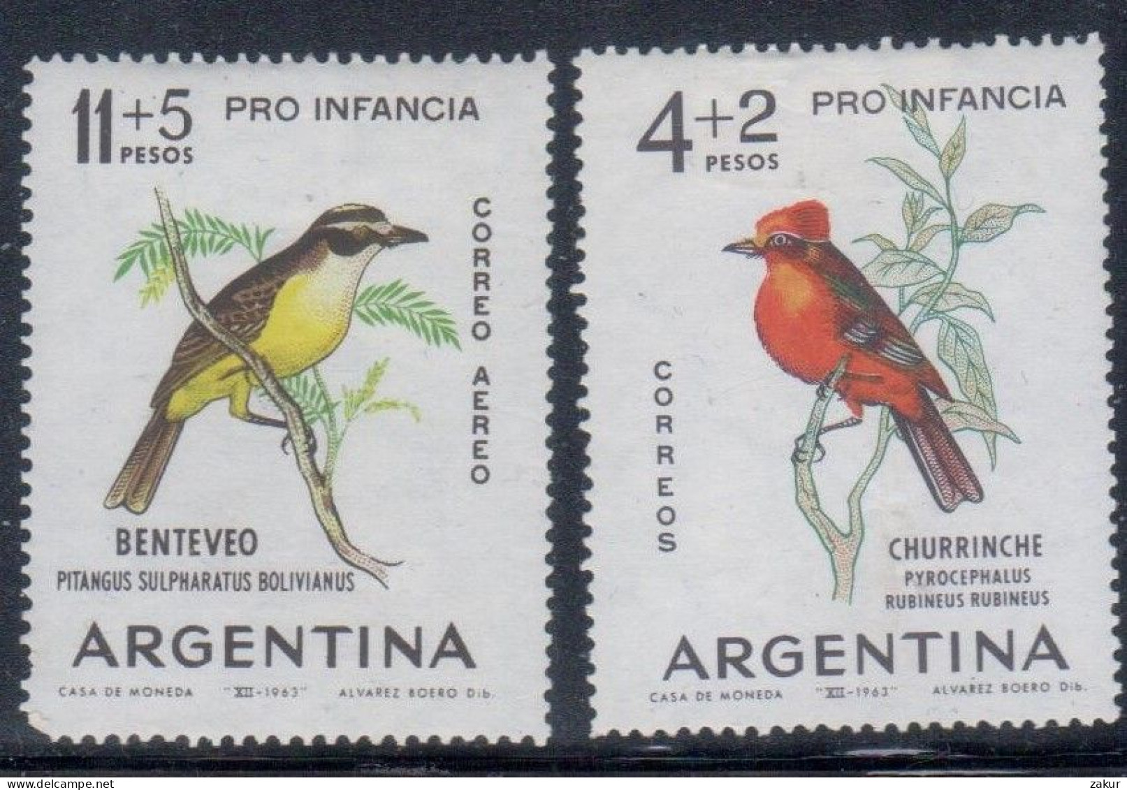 Argentina 1963 - Pro Infancia - Aves - Unused Stamps