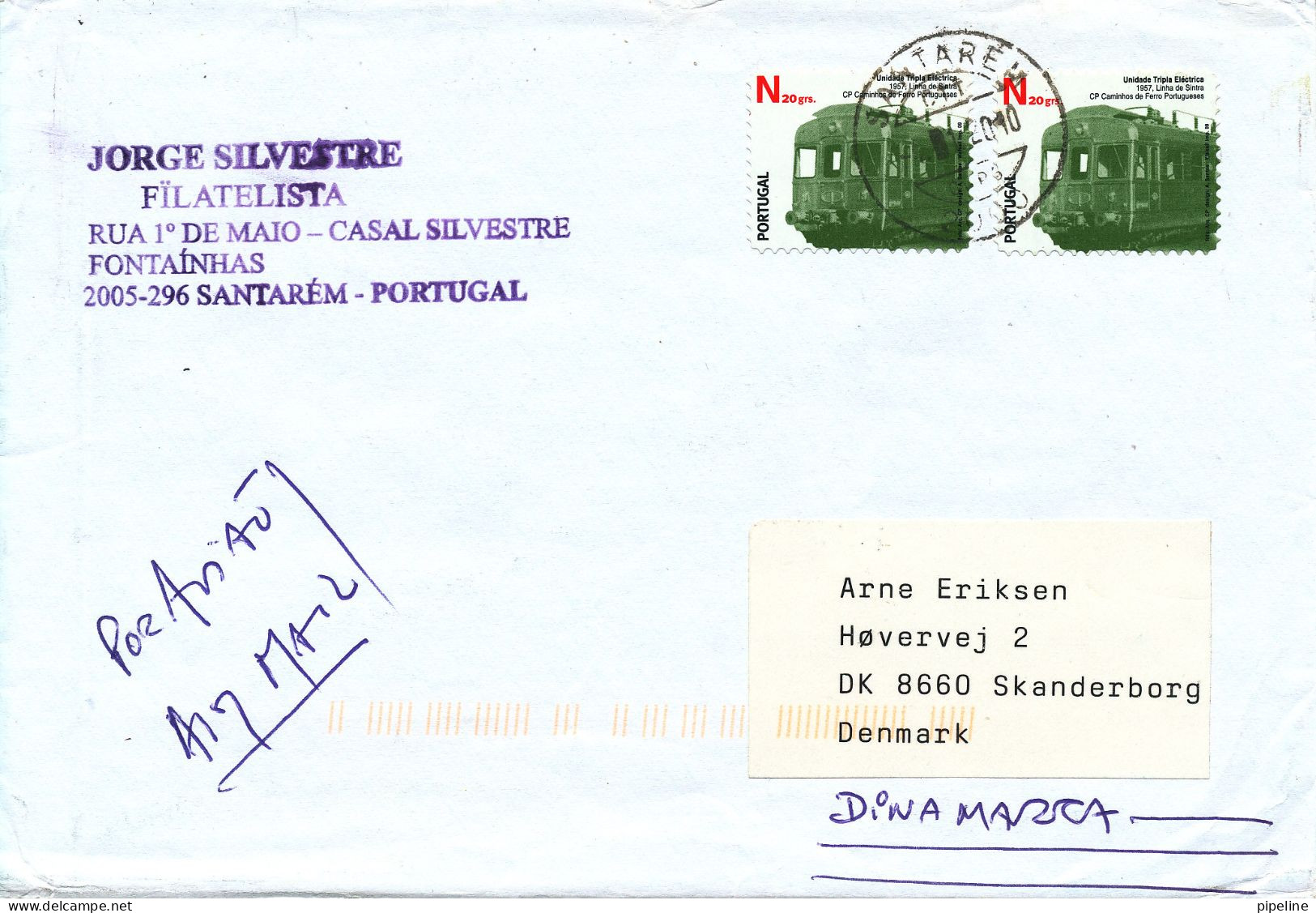 Portugal Cover Sent To Denmark 2010 - Storia Postale